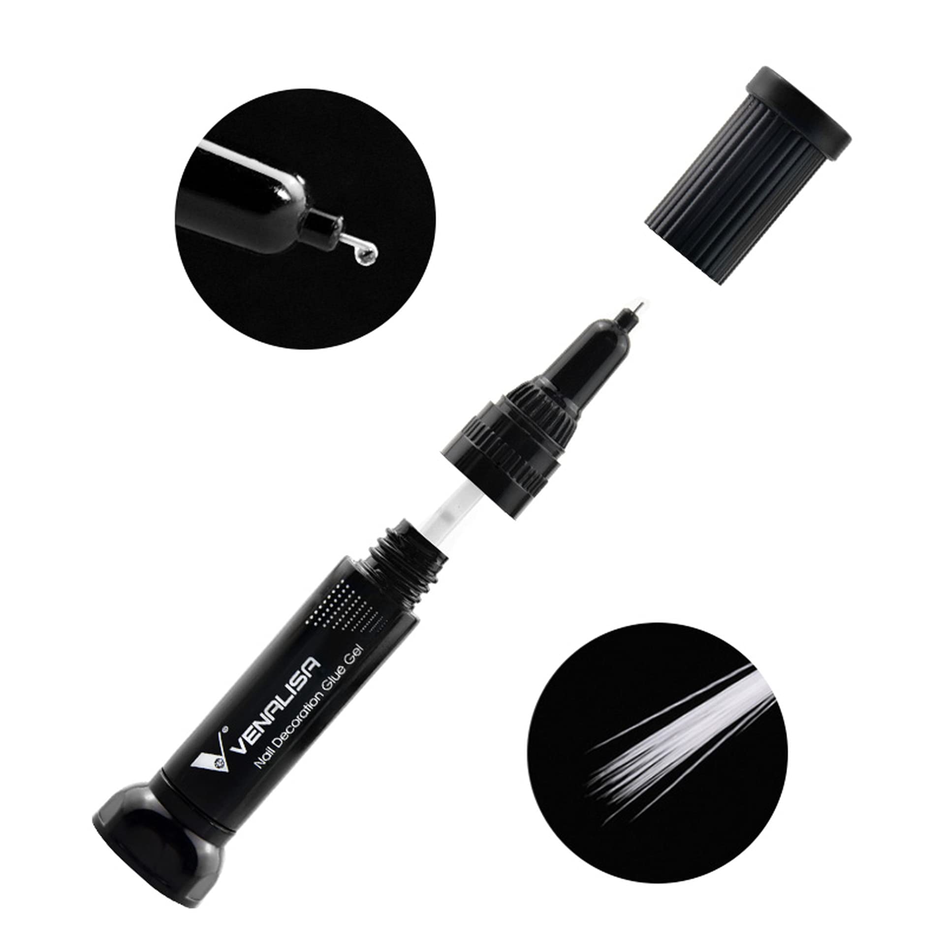 VENALISA 2 in 1 Nail Art Glue Pen 10ml Acrylic Gel Rhinestones Adhesive Decor