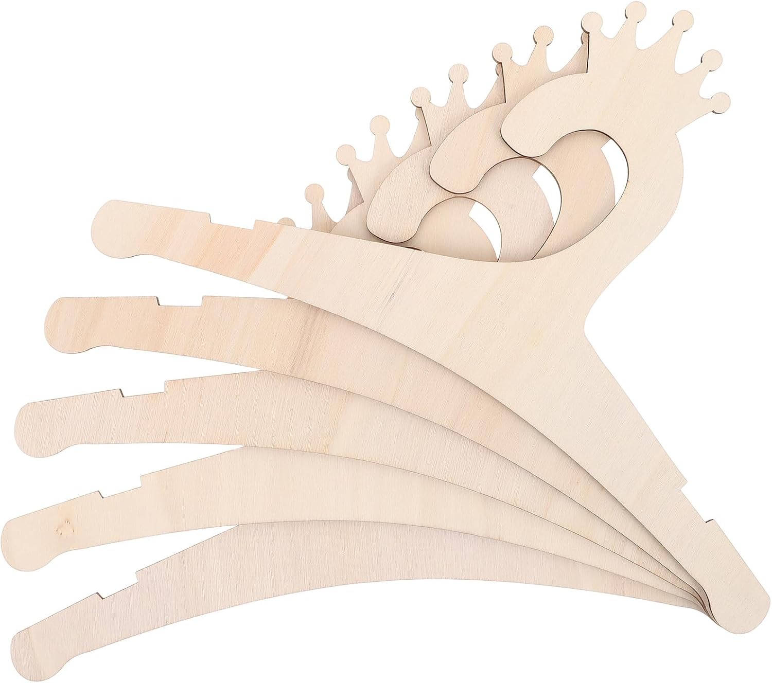 5pcs Wooden Boys and Girls Hangers Crown Pattern for Kids' Wardrobes Xmas