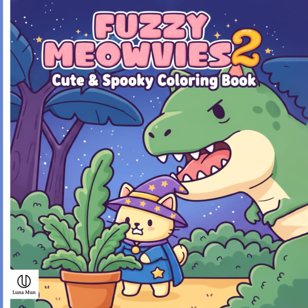 Fuzzy Meowvies 2 Coloring Book: Cute and Spooky Cat Movie Scenes for All Ages