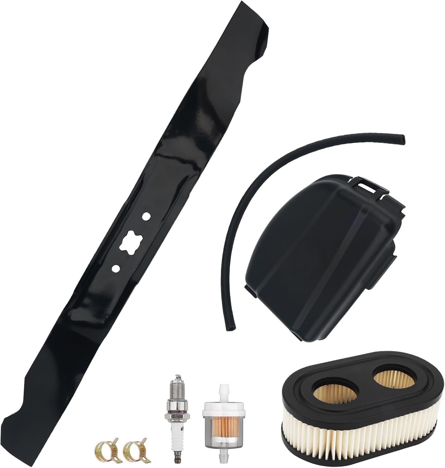 942-0741A Replacement Kit for Troy-Bilt TB110/TB115/TB200/TB230 Lawn Mower - Mulching Blade 942-0741A+ Air Filter Cover 594106/595658 + Spark Plug + Fuel System Cleaner