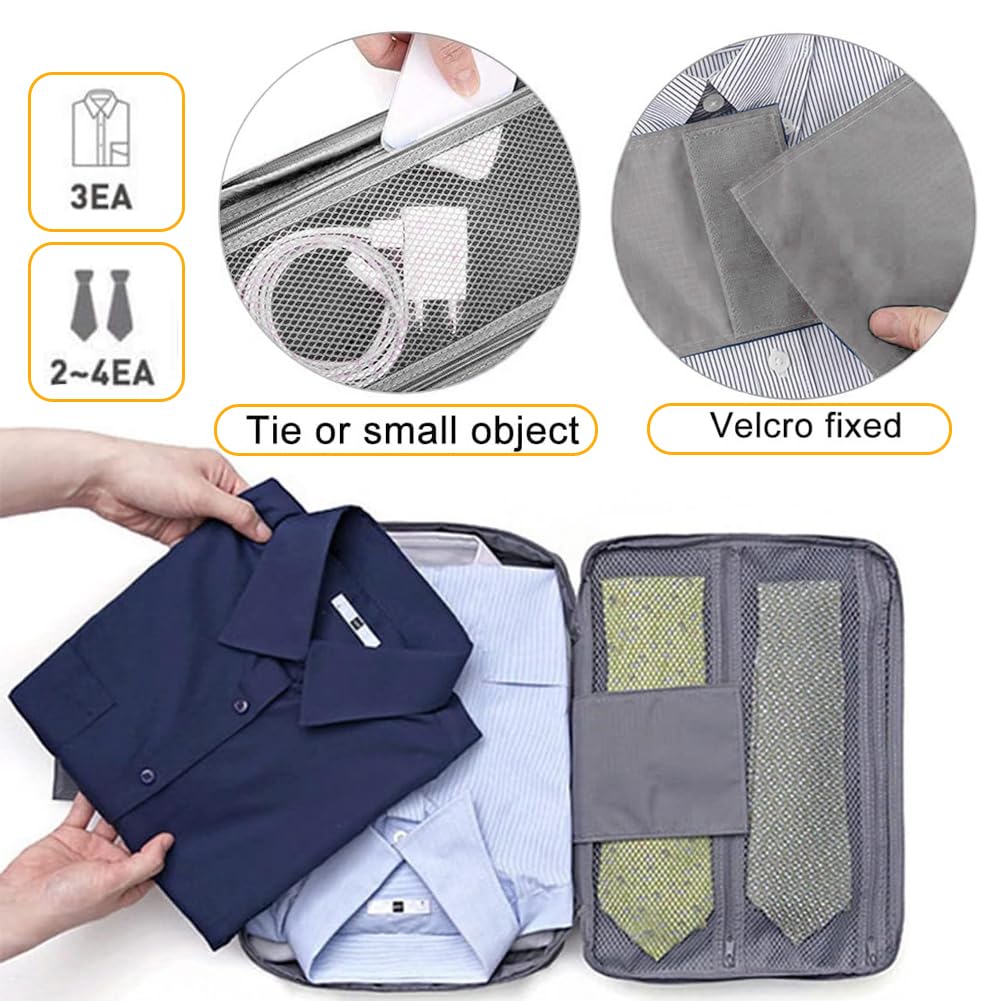 Etui de Voyage pour Chemises, Sac de Voyage Chemise Portable Sac de Voyage pour Chemise Anti - Rides Rangement Chemise Voyage Shirt Travel Bag pour Voyage (Gris)