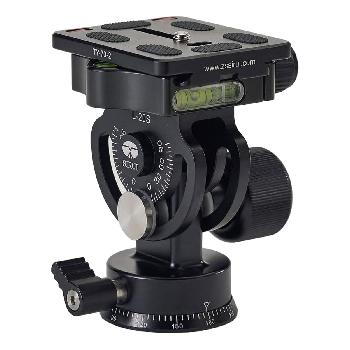 Sirui L-20S Cabeza de tripode Negro 3/8 Panorámico - Cabeza para trípode (103 mm, 440 g, Aluminio, Negro)