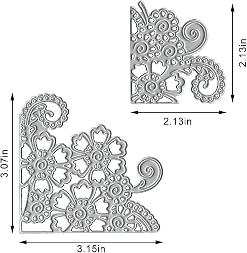Miniatura 2 de Troqueles de flores de encaje de esquina para hacer tarjetas, decoración de fondo de flores, troqueles de corte para álbumes de recortes en papel de