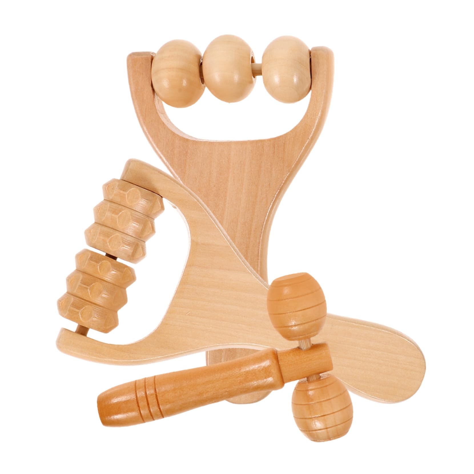 BUTIFULSIC 1 Hand Massage Roller Tool Natural Wood Deep Tissue Massager for Body and Face