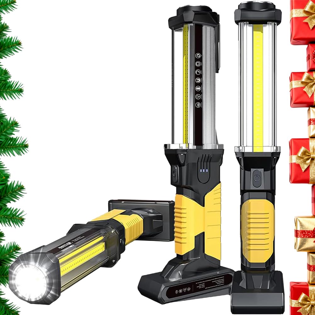 WARSUN LED Work Light Rechargeable Work Light Portable Flashlight Magnetic 1500 Lumens COB Work Lights Handheld Worklight Outdoors Car Inspection Light with Hook for Car Repair Machine Emergency