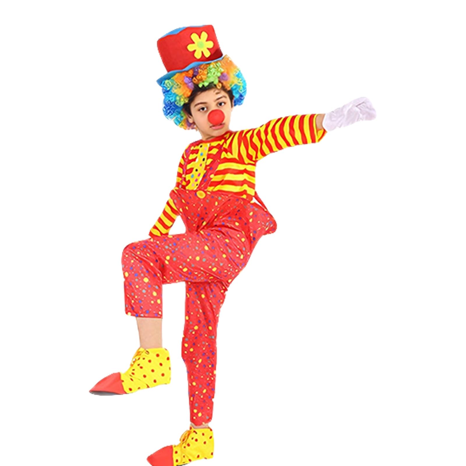 Clown Costume for Boys Role Play Performance Medieval Court Style Cosplay Outfit Carnival Jester Attire Complete Set with Hat Fancy Dress for Age 3 To 13 — image 1