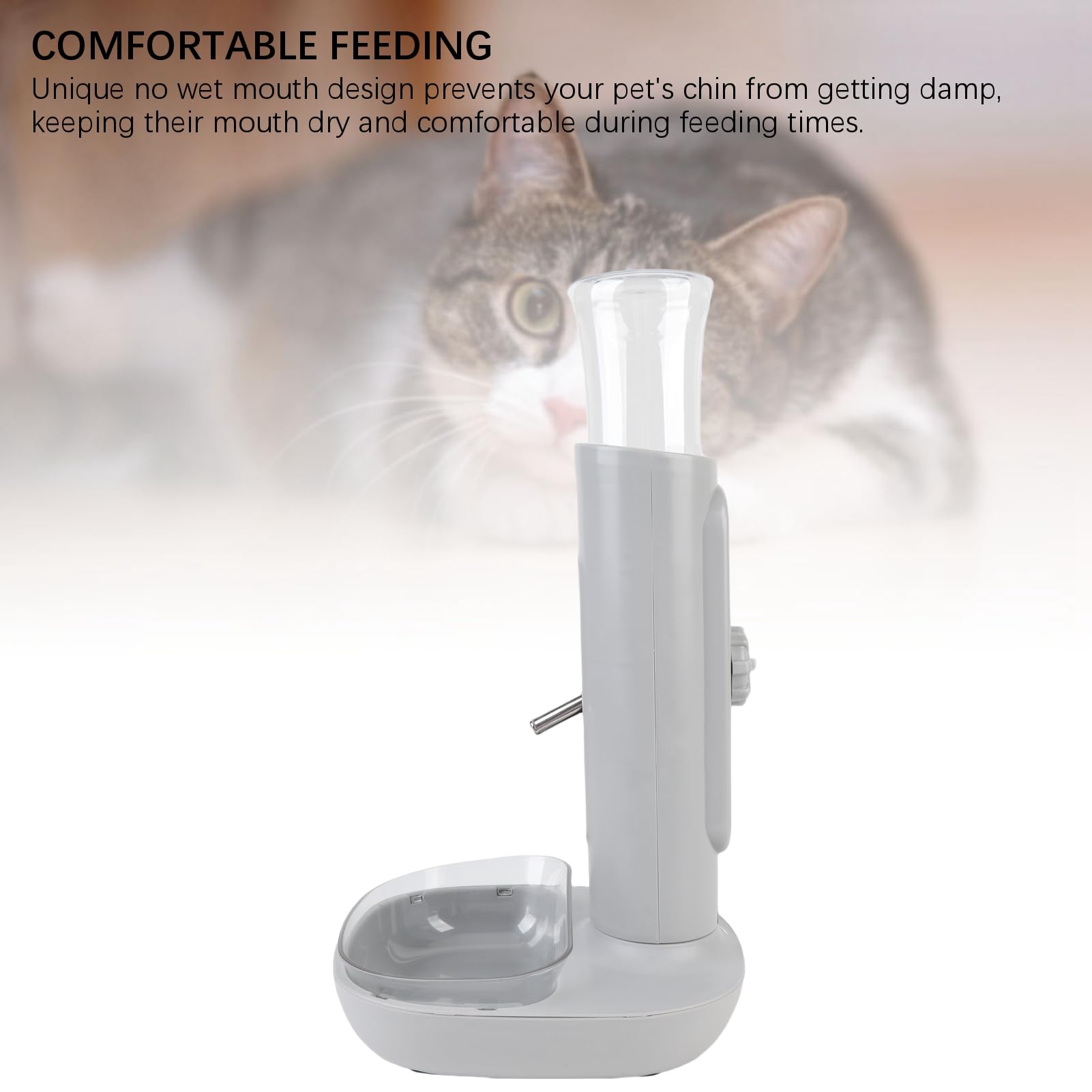 Dispensador De Agua De Pie para Mascotas, 680ml Alimentación Automática De Agua Altura Ajustable Comedero De Pie para Gatos Y Perros Bebedero De Botella Comedero Colgante (Gray)
