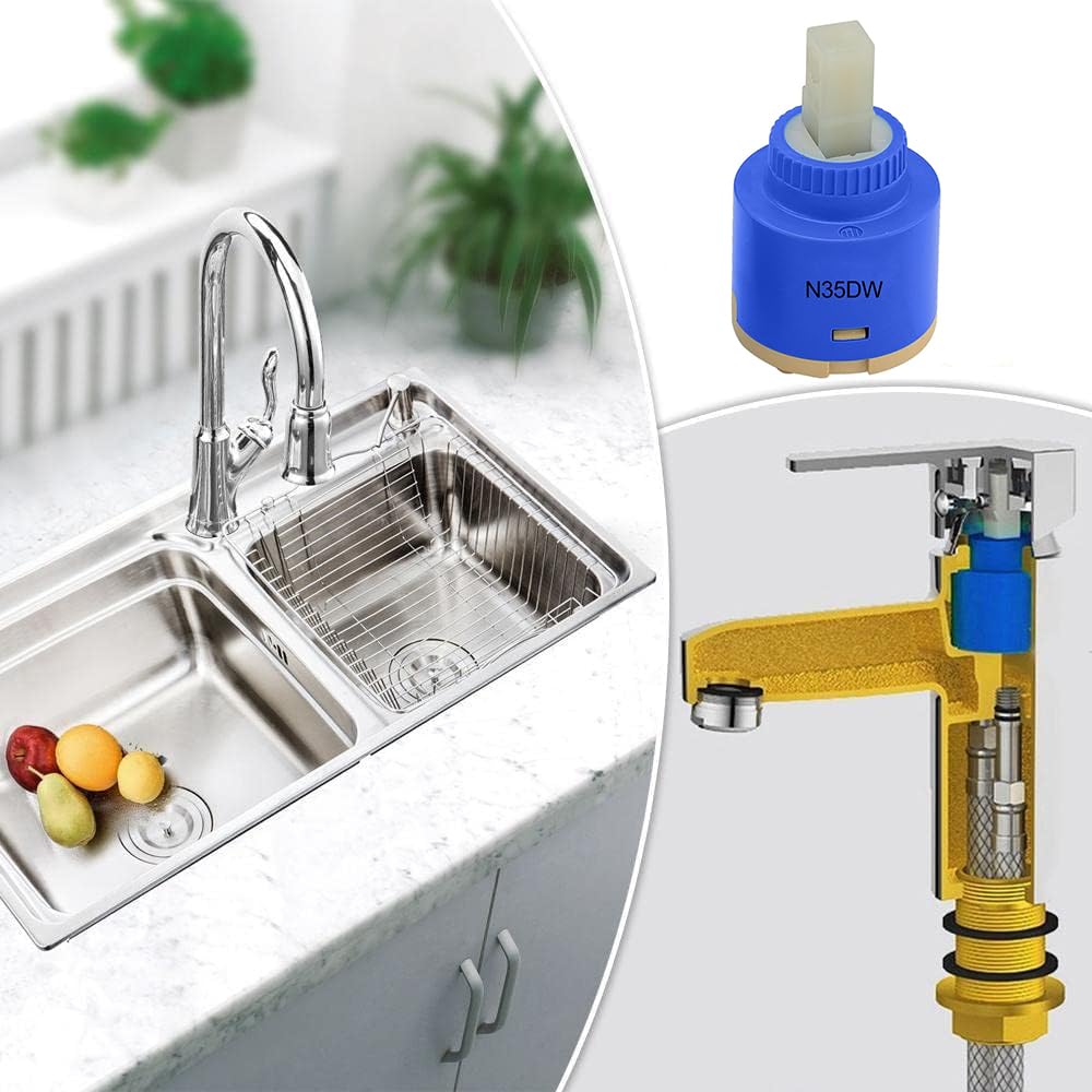 35mm Tap Cartridge Certification Ceramic Faucet Cartridge Mix Tap Inner Cartridge Replacement for Single Lever Tap Monobloc Bathroom or Kitchen Mixer Taps - Image 4