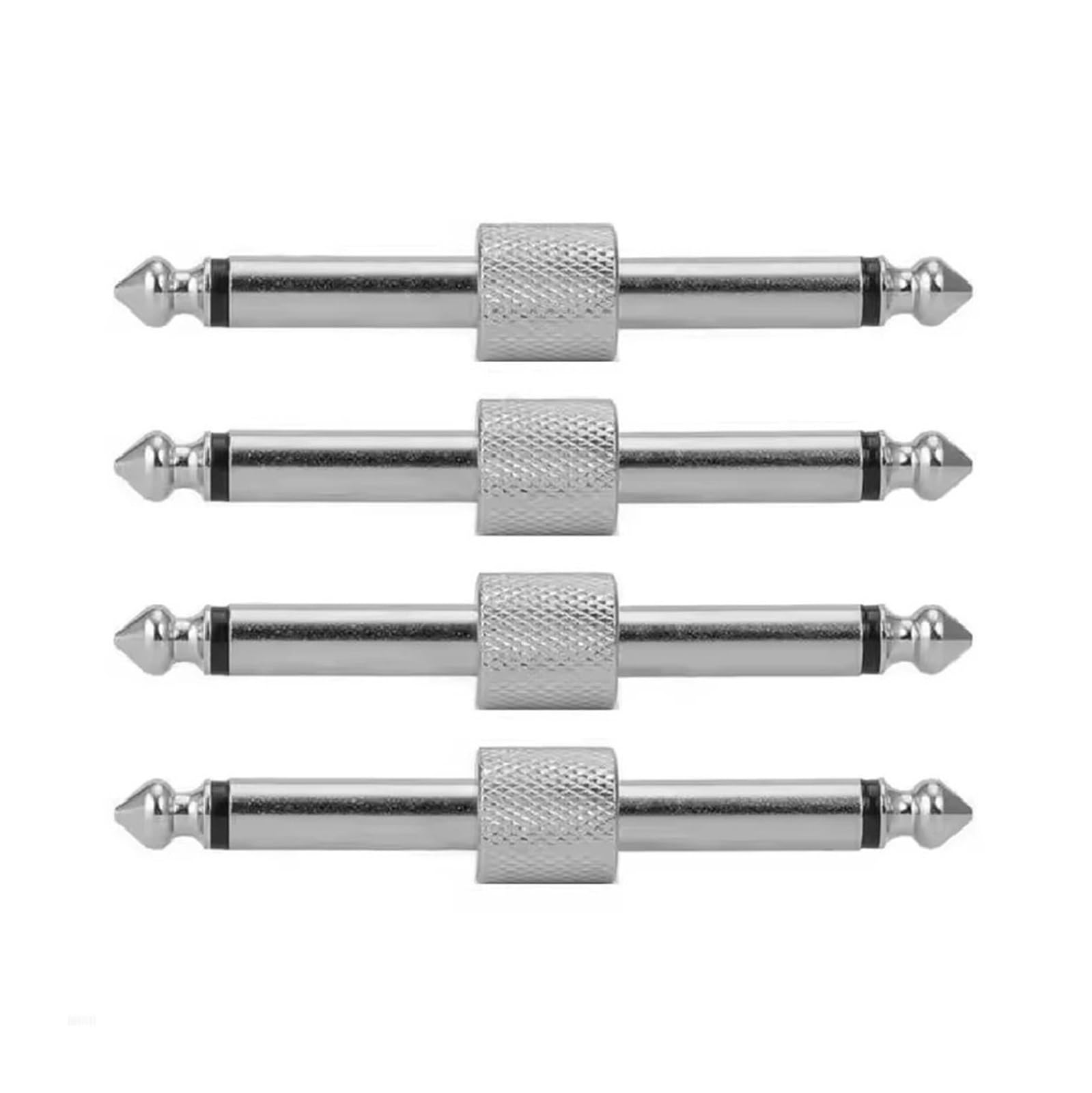 Effektpedal-Anschluss, versilberter Gitarrenstecker, 6,35 mm (1/4 Zoll), Stecker auf Stecker, gerader Typ(2PCS)