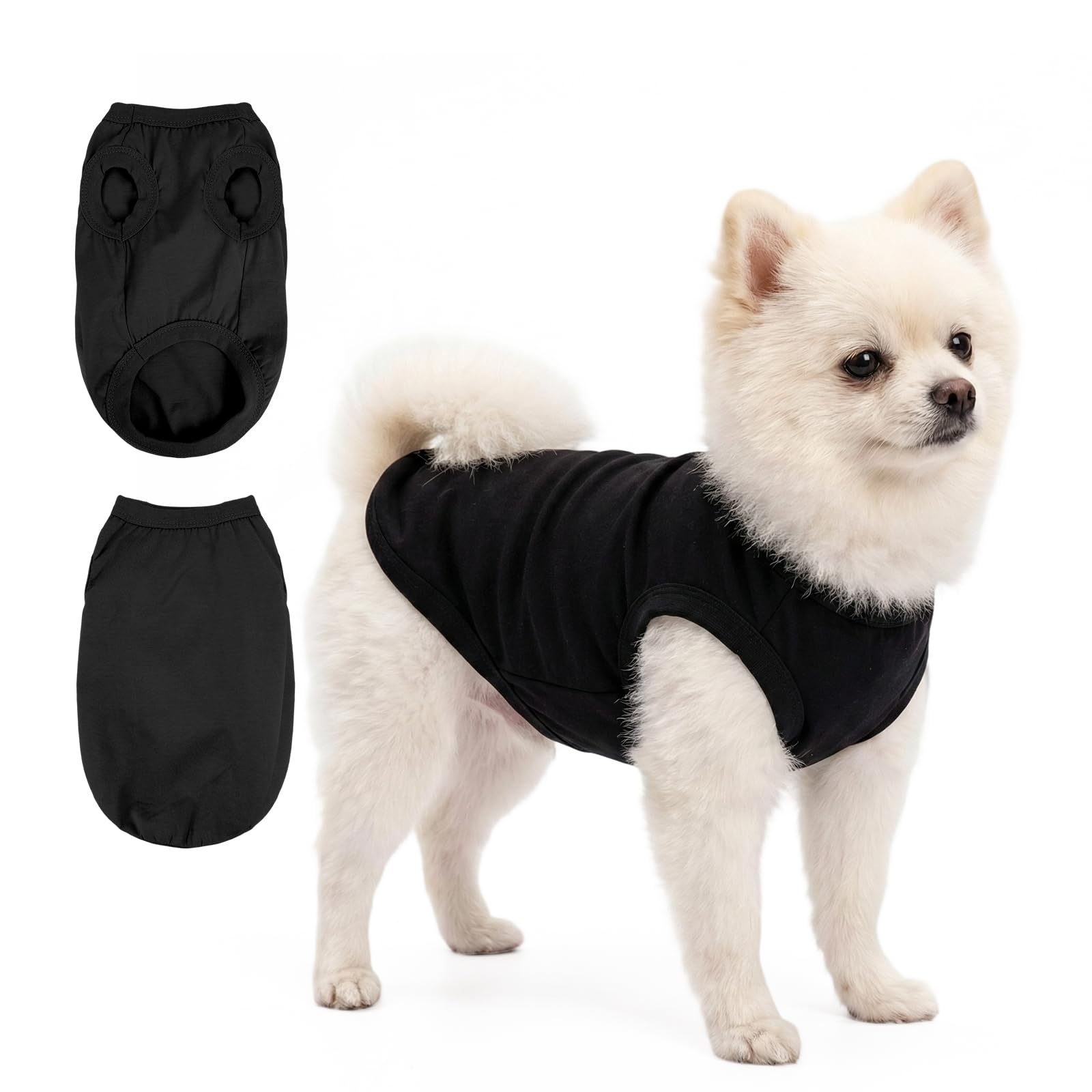 Viiotu Dog Pyjamas Pjs, Lightweight Cotton Sleeveless Dog Tank Top Vest, Pullover Pet Clothes for Small Dogs and Cats (Black, XL) โ image 1