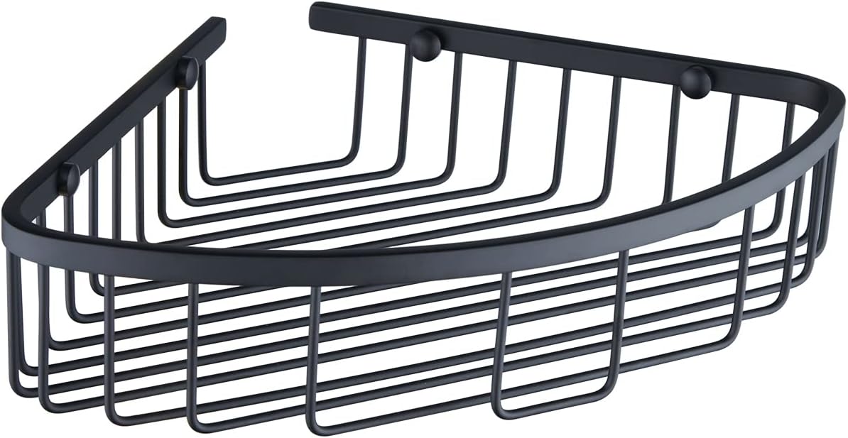 Bathroom Shower Caddy Corner Shelf, Corner-Hollow Design, Ultra Sturdy Rust-Proof Stainless Steel Shelf Organizer Shampoo Holder, Wall Mounted Storage Rack for Bathroom, Matte Black