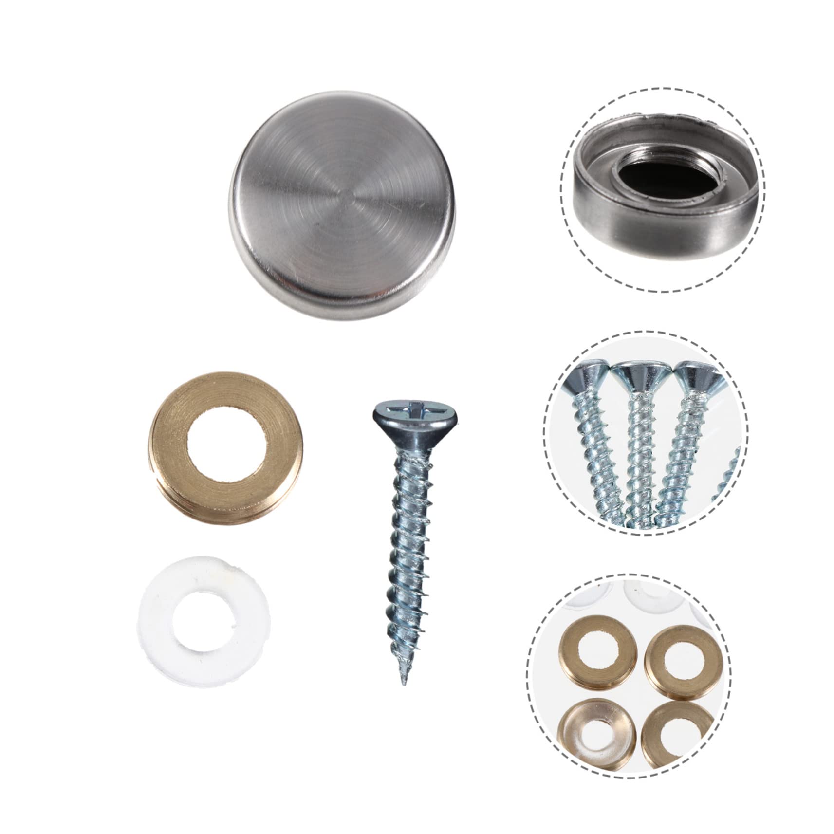 SOLUSTRE 24pcs Mirror Screw Nails Stainless Steel Decorative Covers Easy Install Disassemble Fixing Hardware