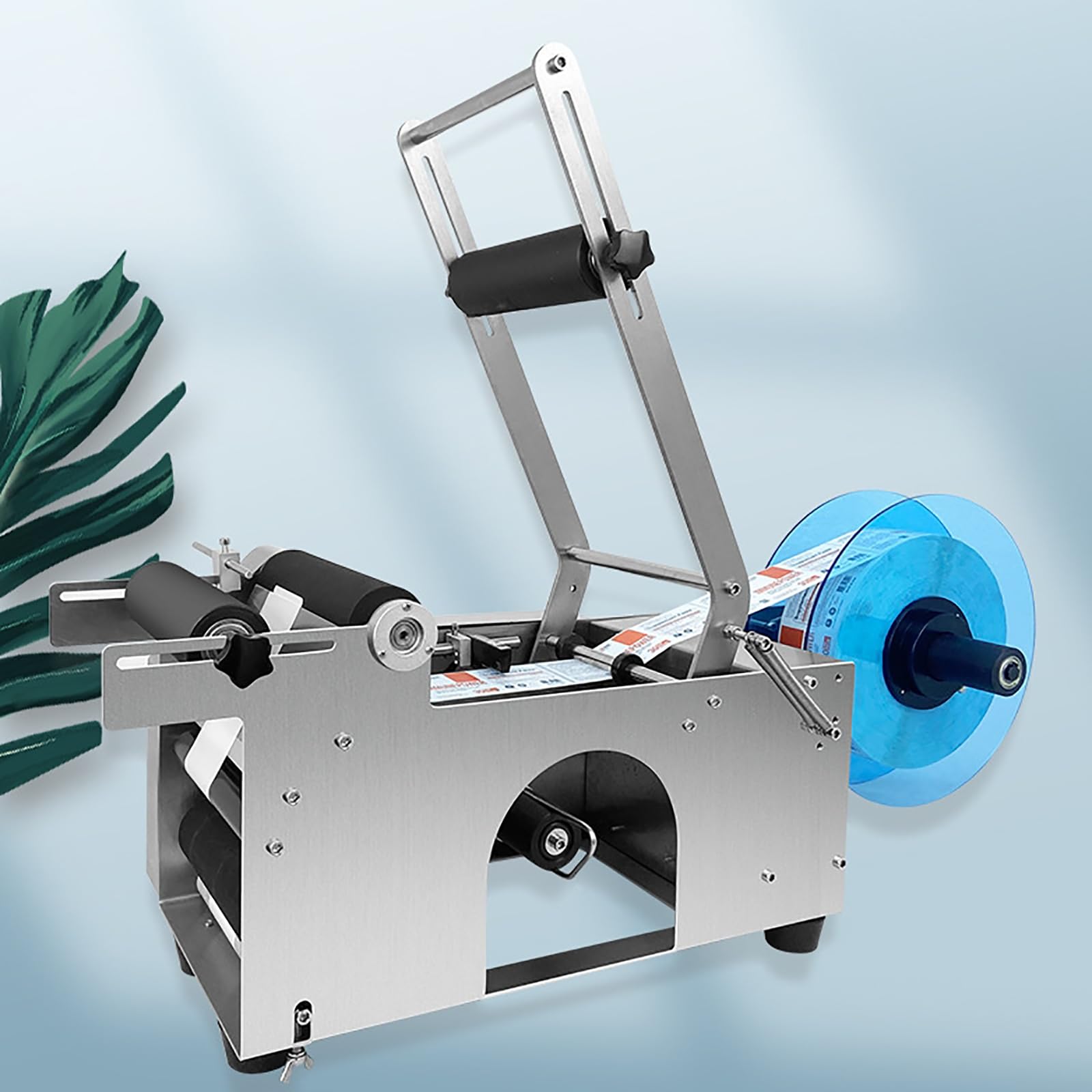 Étiqueteuse de bouteilles, étiqueteuse manuelle avec réglage intelligent, largeur d'étiquette 10-140 mm, design de bras oscillant épais, idéal pour les canettes et les plastiques