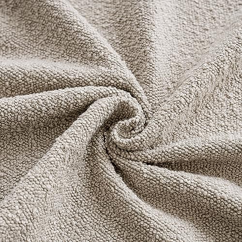 Image of Foindtower Set of 2, Decorative Textured Boucle Throw Pillow Covers Accent Solid Pillow Cases Neutral Cozy Couch Cushion Case for Chair Sofa Bedroom Living Room Home Decor 24 x 24 Inch Ivory Beige