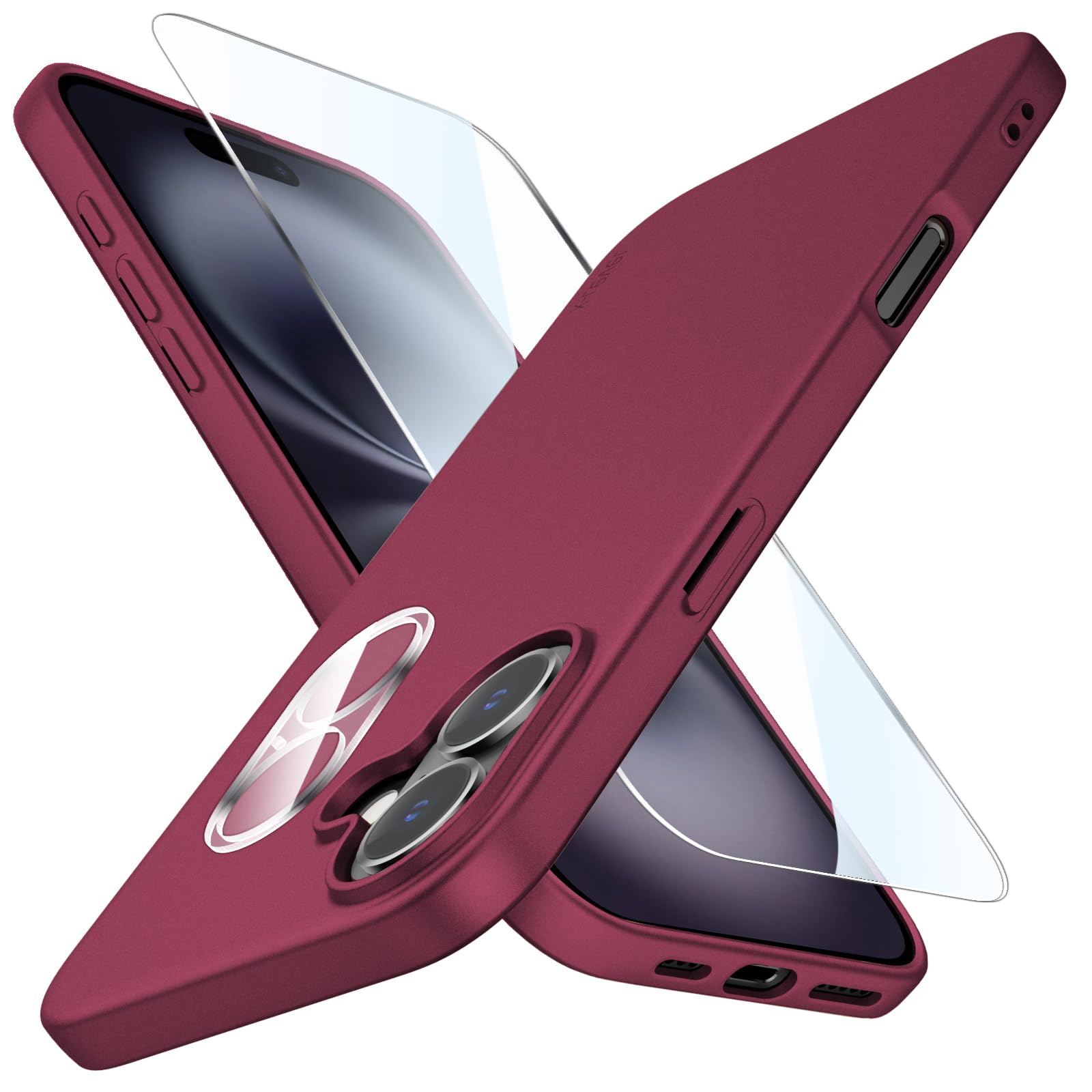 X-level for iPhone 16 Plus Case Ultra-Thin Matte Cover, Upgraded [Camera Lens Protectors + Screen Protectors] Light Soft Touch Anti-Scratch Shockproof