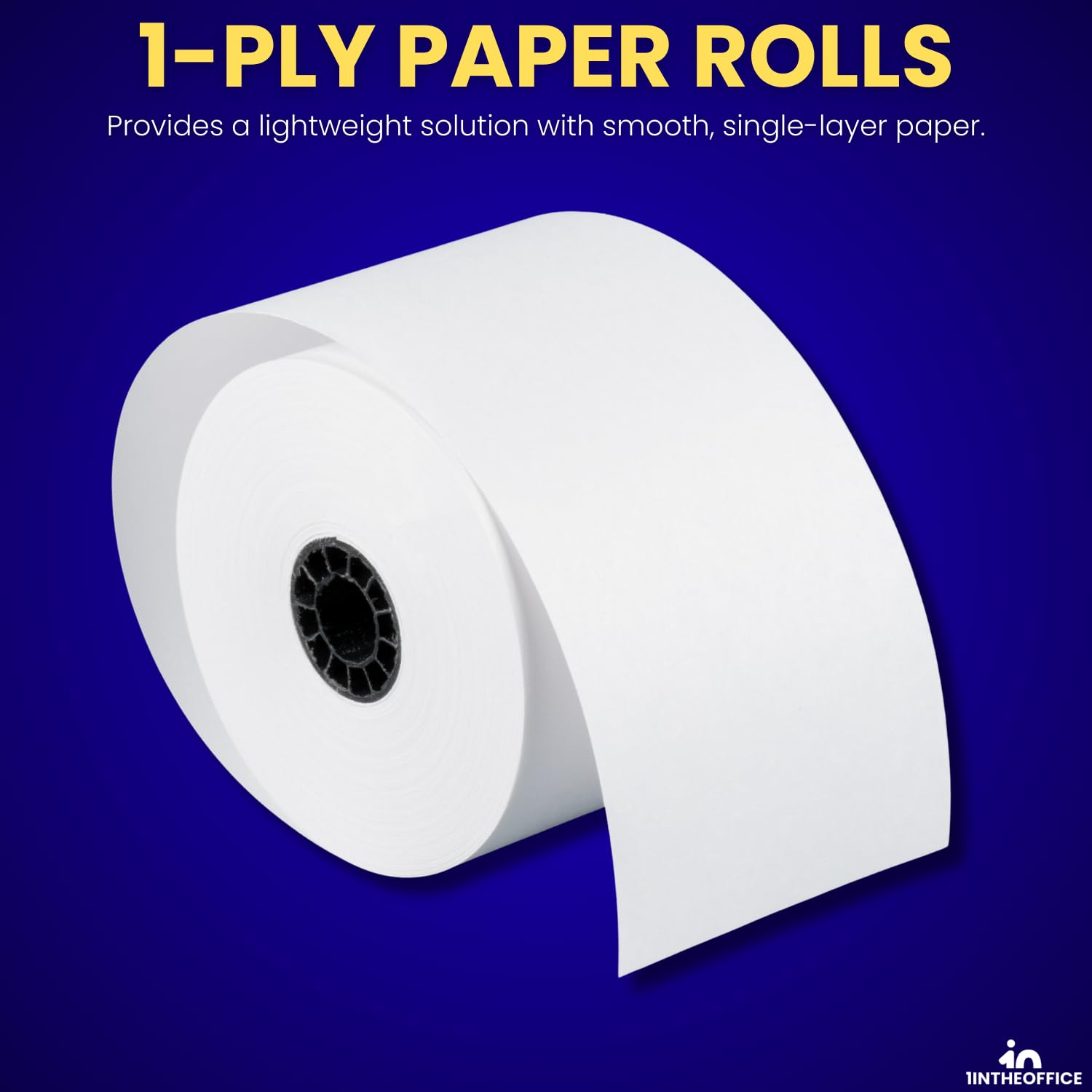 1InTheOffice Papel de registro térmico, papel de impresora térmica de recibos, rollos de papel para máquina, rollos térmicos de calculadora, 1.5 x 128 pulgadas, 1 capa, 10 unidades
