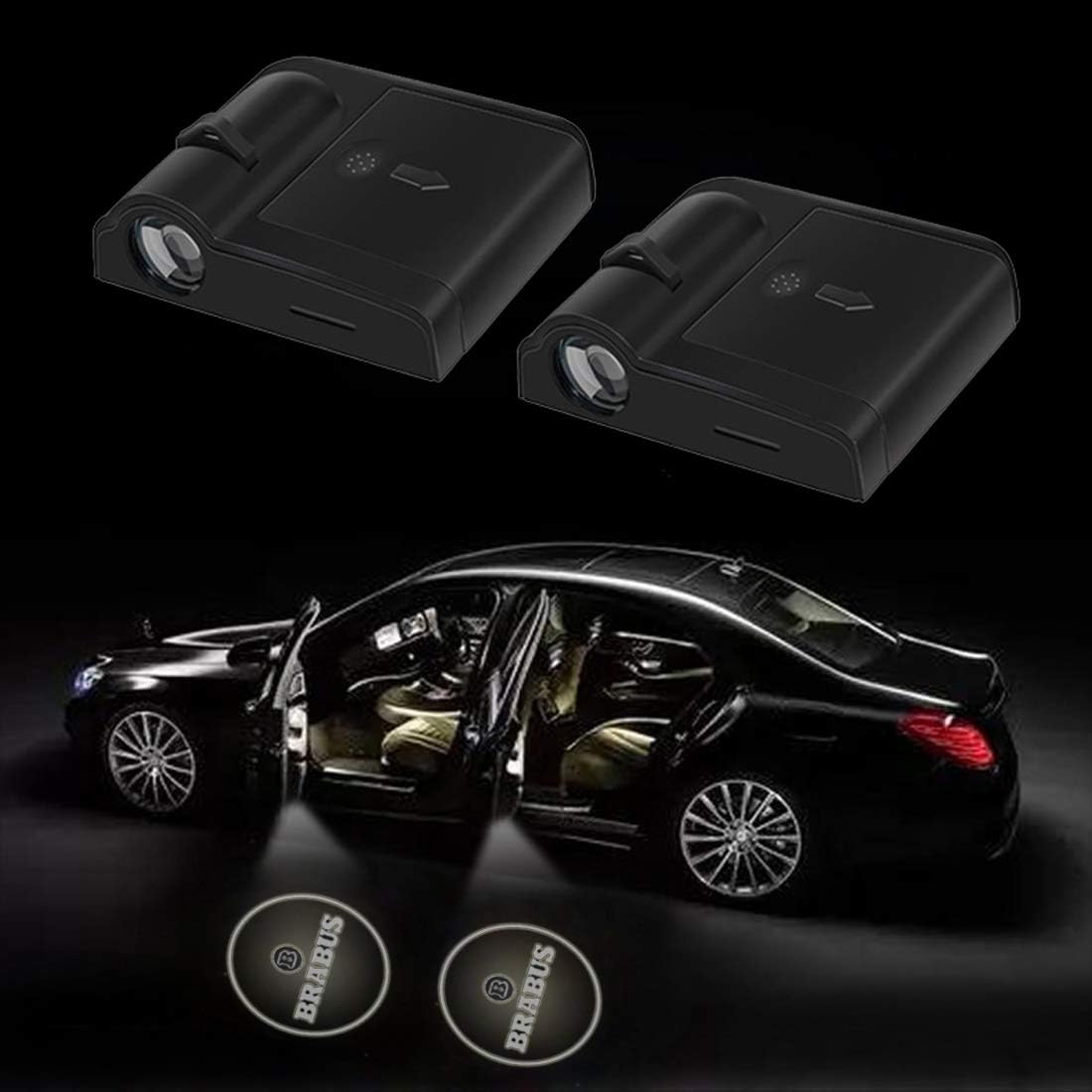 2 Pcs Wireless Car Door Led Welcome Laser Projector Logo Light Ghost Shadow Light Lamp Logos Kit (fit for b-rabus)