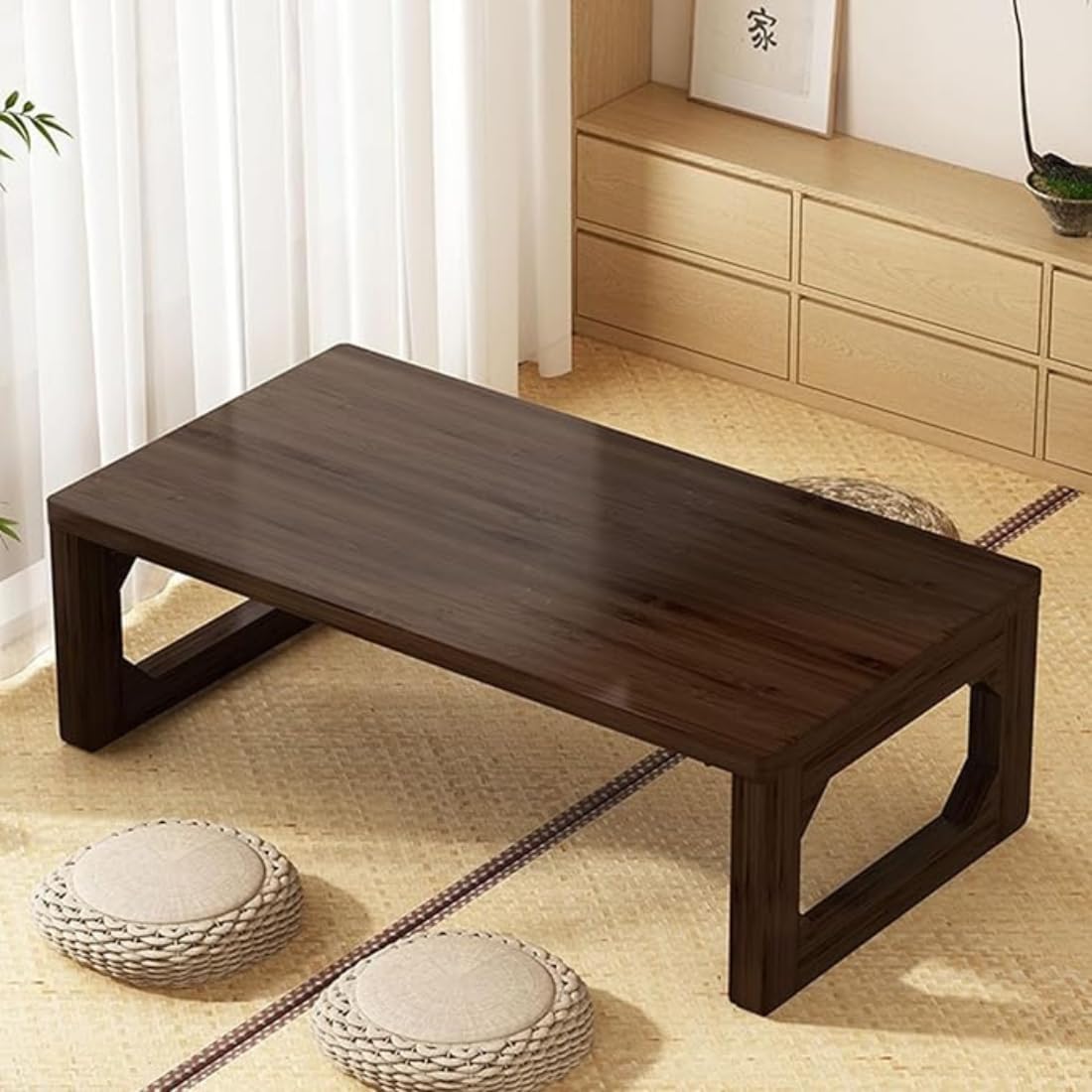 bay window small table home low table Japanese tatami tea table bedroom folding table sitting small tea table,Spacious tabletop, good load-bearing capacity,Suitable for sitting on the floor-image-20
