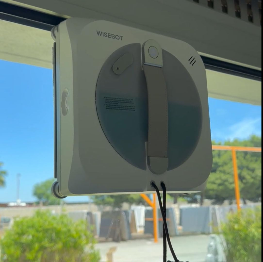 WISEBOT Fensterputzroboter KI-Navigation, 3-Fach Spray, Eckenreinigung(Weiß)