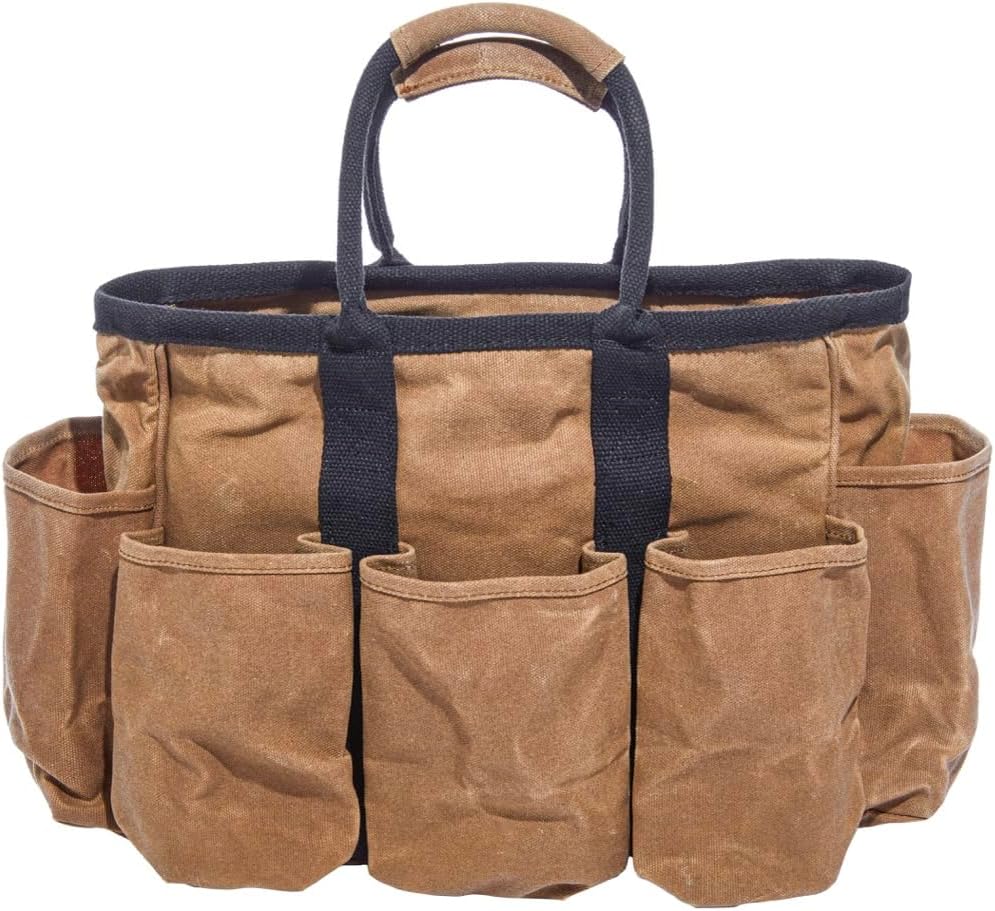 Readywares 14" Waxed Canvas Supply Bag/Garden Tool Tote/Cleaning Organizer/Mobile Bar/Versatile Storage Tote With Pockets/Utility Bag with Heavy Duty Handles - Image 2