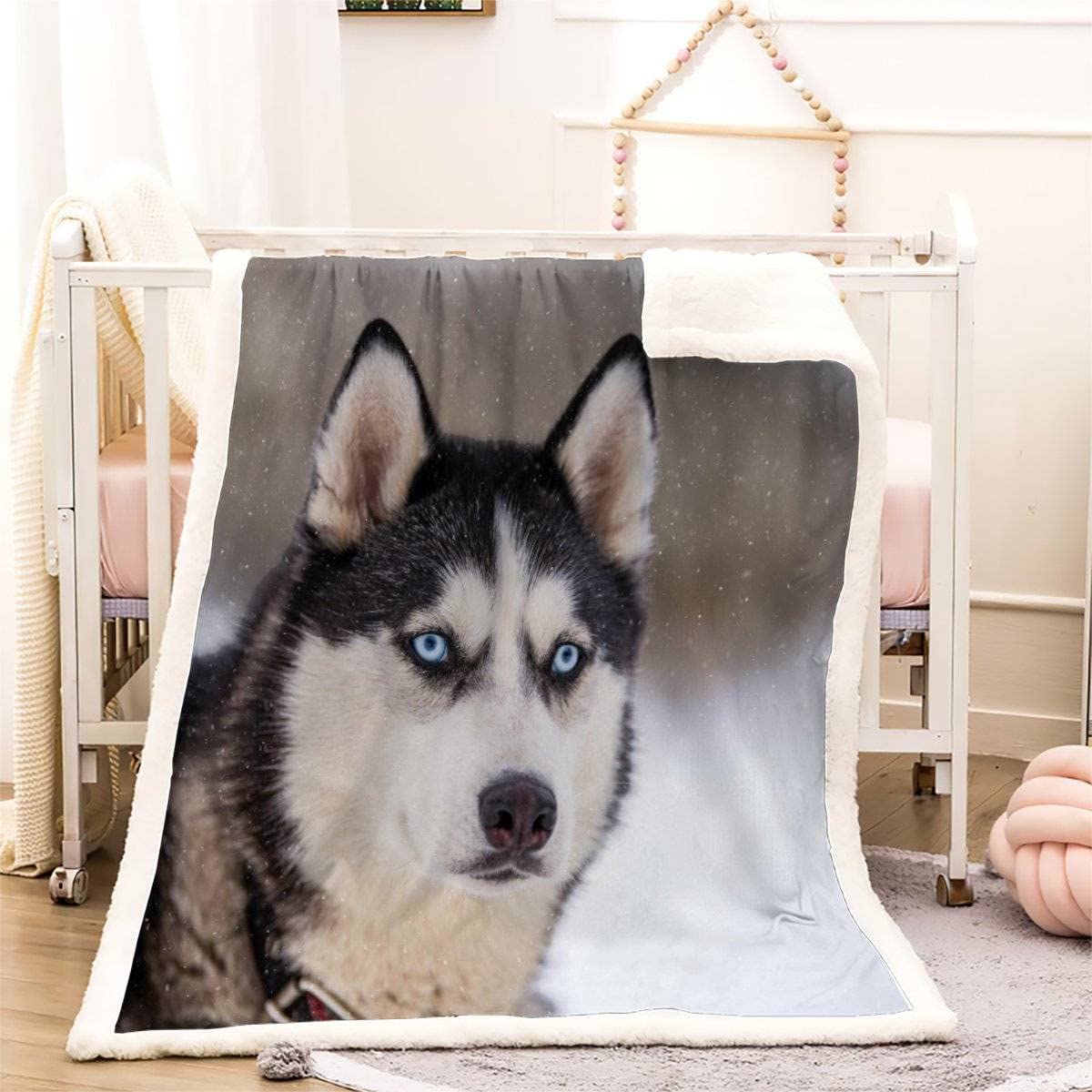 Plaid Couverture Polaire Chien Husky 3D Hiver, Chiens De Traîneau Douce Chaude Microfibre ete Hiver Couverture en Flanelle 150x200 pour Jeté de Canapé, Dessus de lit pour Enfant Fille Garcon