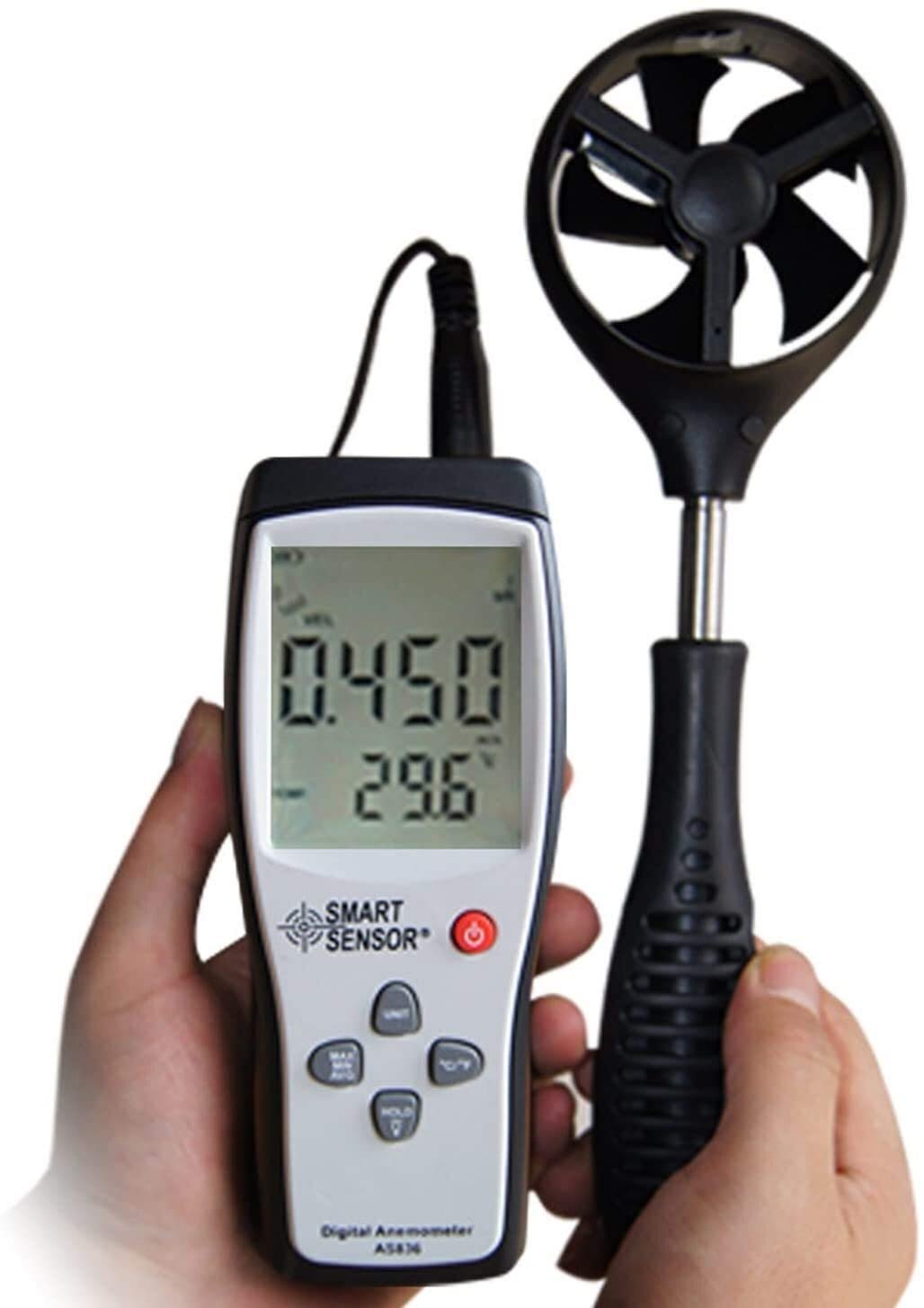 WJJ TESTADOR Digital, AS836 Pantalla LCD Digital Dividido Anemómetro Medidor de Velocidad del Viento Medidor de medición científica