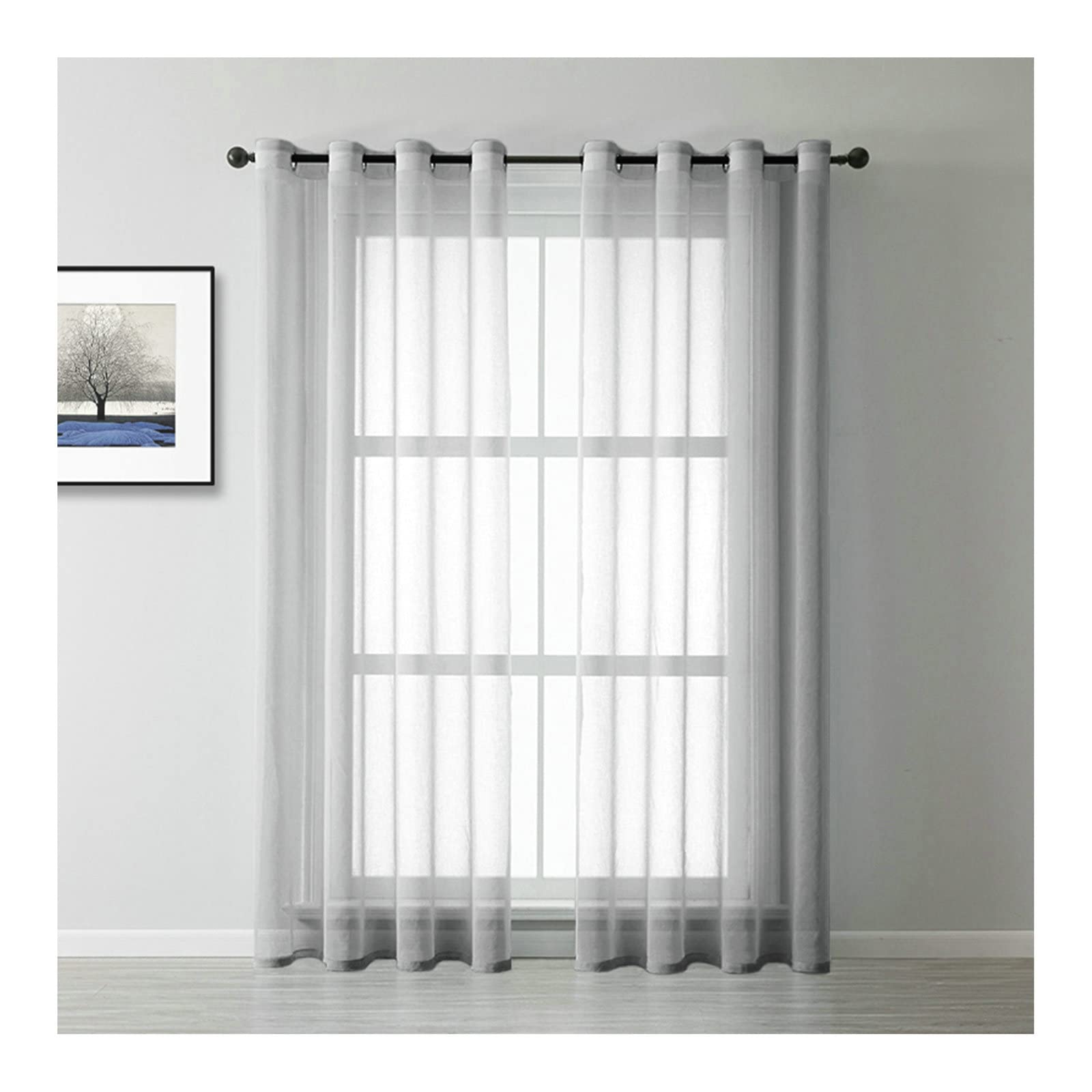 Gualiy Lot de 2 Rideau Moderne Salon, Rideaux Couleur Unie Rideau 132 x 214 cm Gris Rideaux pour Salon et Chambre