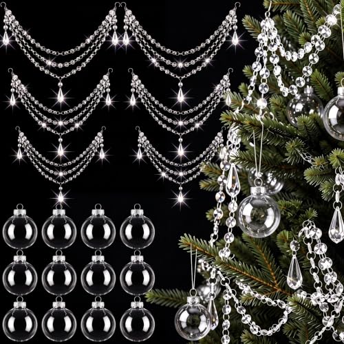 18 Pcs 3layer Christmas Crystal Garland & Ball Ornaments for Christmas Tree