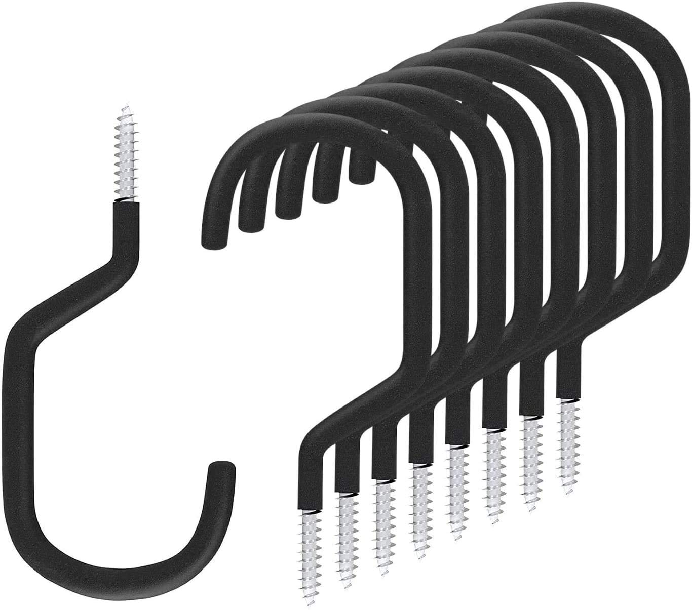 Bike Hooks for Garage Wall - 9Pcs Screw in Large Wall Hooks Heavy Duty Bike Hook Steel Alloy Bike Hangers for Garage Bike Mount - Soft Coated Bike Hangers for Garage Ceiling for Basement Bike Storage