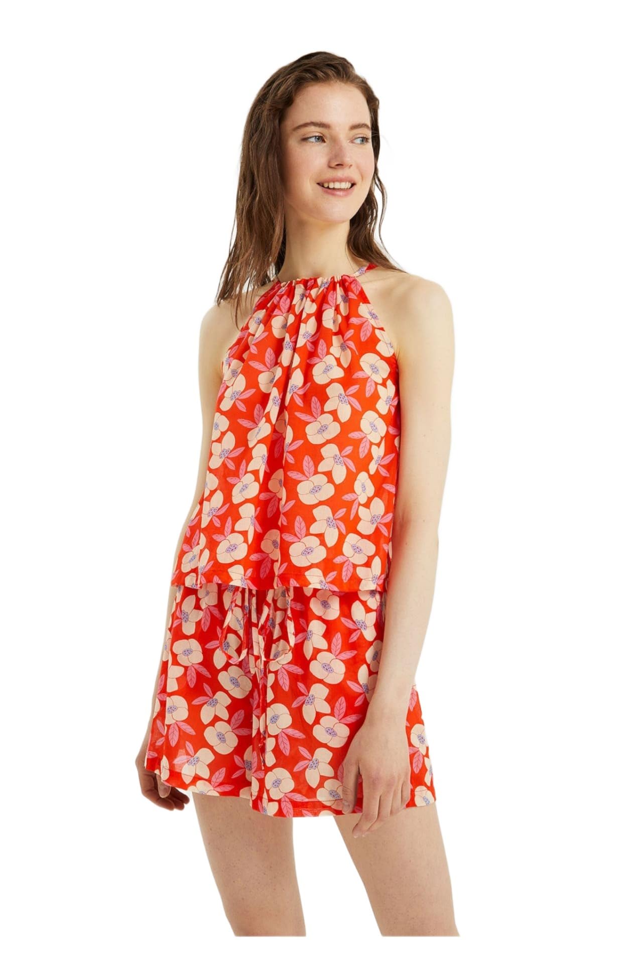 Compañía Fantástica Women's Red Compania Fantastica Floral Print Top With Halter Neck
