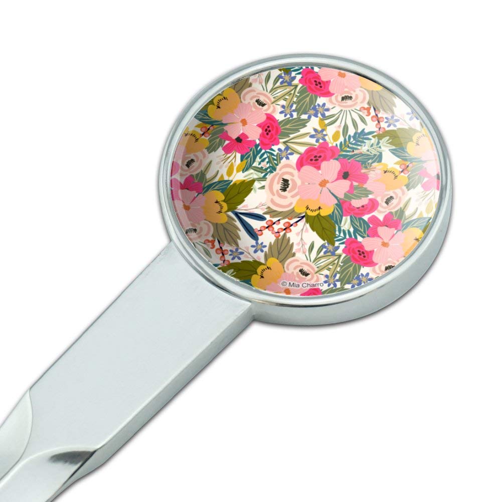 Brieföffner mit Blumenmotiv, klassisch, verchromtes Metall, Brieföffner
