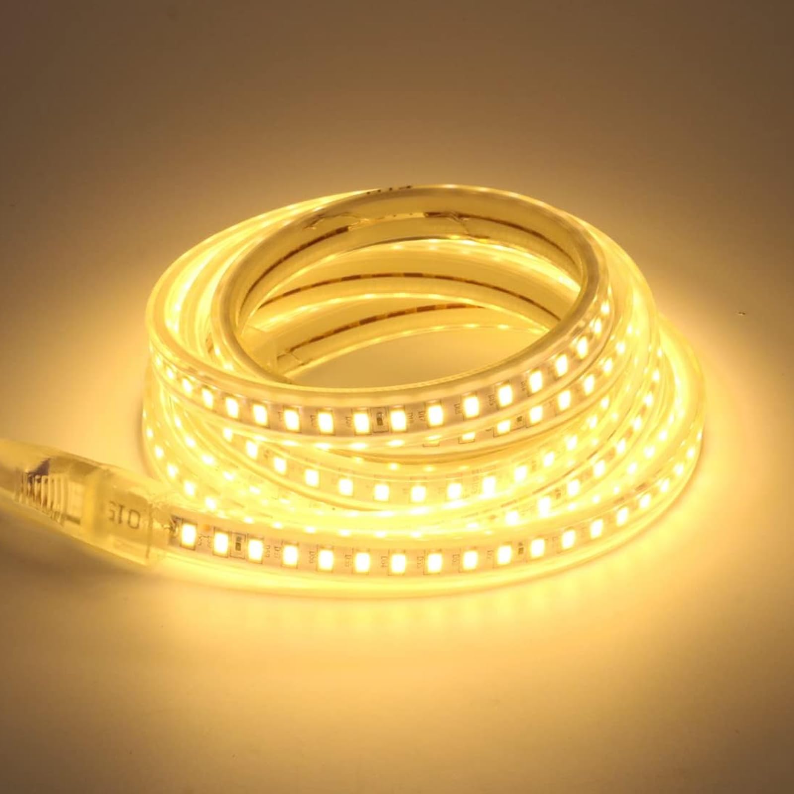 pcningled 1M LED Strip 220V 5730 SMD Lights 3000K IP67 Waterproof, 120 LEDs 9 Watts 1 Meter LED Strips Lighting Tape Ideal for Indoor and Outdoor Decor (Warm White, 1M)