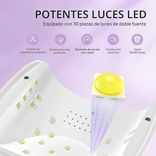 Miniatura 4 de MelodySusie P-Plus30I - Lámpara de uñas profesional LED UV, secadora de uñas de alta eficiencia con 3 temporizadores y base desmontable que cura