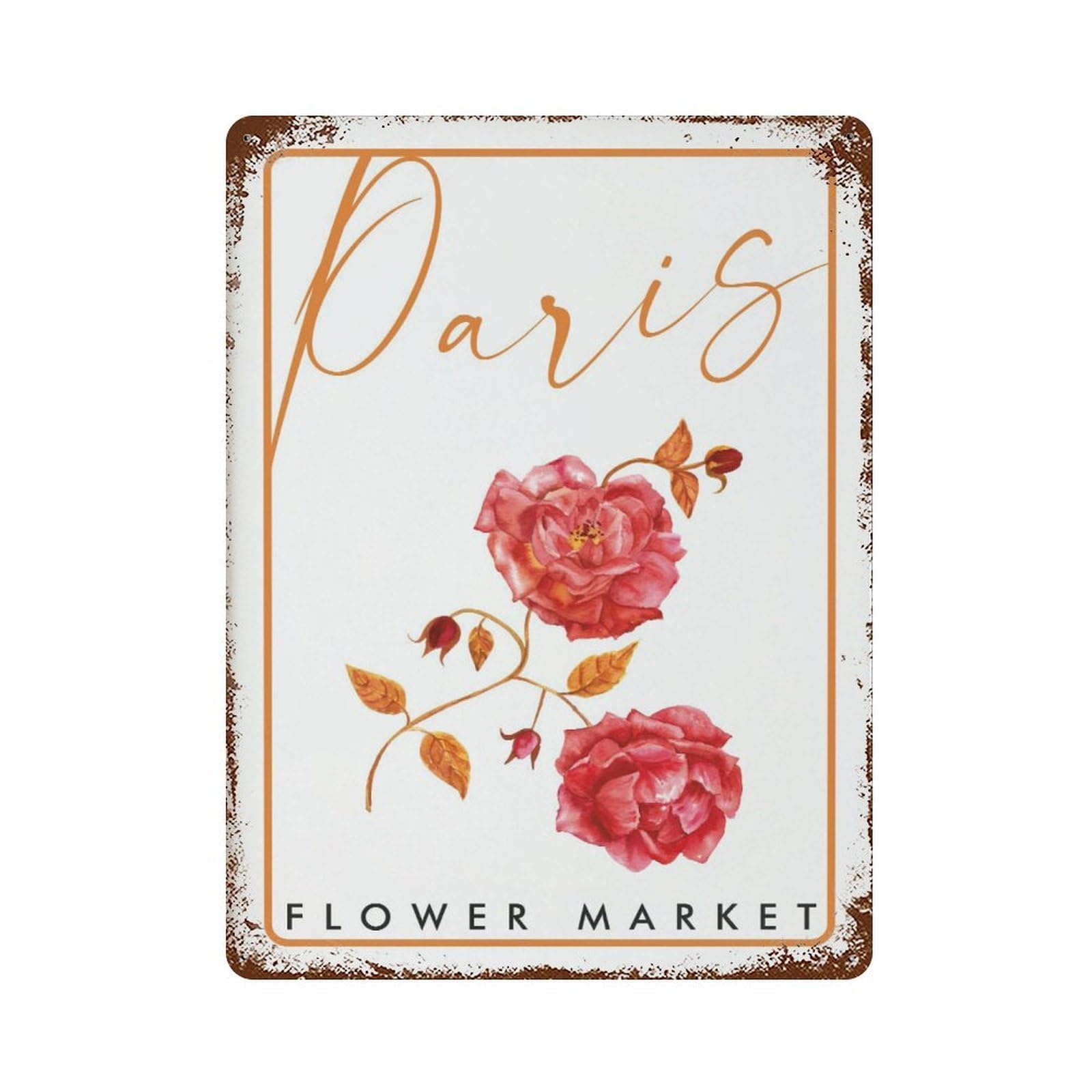 xiaoxiaoshen Flower Market Paris, Vintage Floral Florist Gift, Spring Decor Wall Decor Art Metal Tin Poster Modern Home Decor Art Home Bar Shop Decorations Vintage Sign 40x30cm