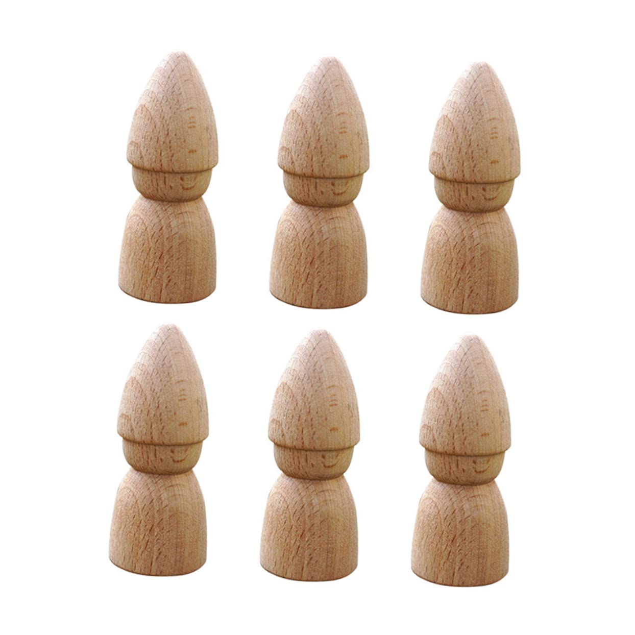 Wooden People 6 Pcs Puppet Puppet White Embryo Making Peg Dolls Blank Peg Dolls Unfinished Wood People Unfinished Dolls Pegs Unfinished Wooden Peg People Wooden Pieces Pure Wood