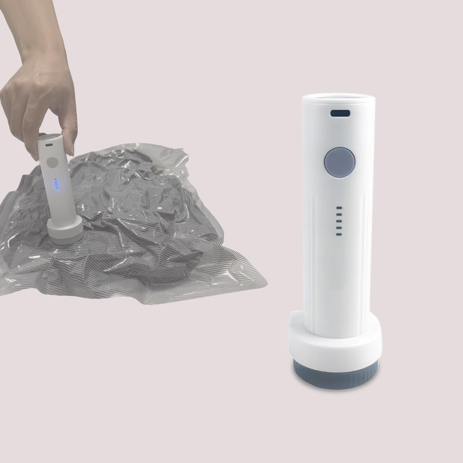 Cordless Electric Vacuum Pump for Vacuum Storage Bags Travel Air Pump，Portable USB Pump for Vacuum Seal Bags – Ideal for Bedding/Clothes（Storage Bags Not Included in This Package）
