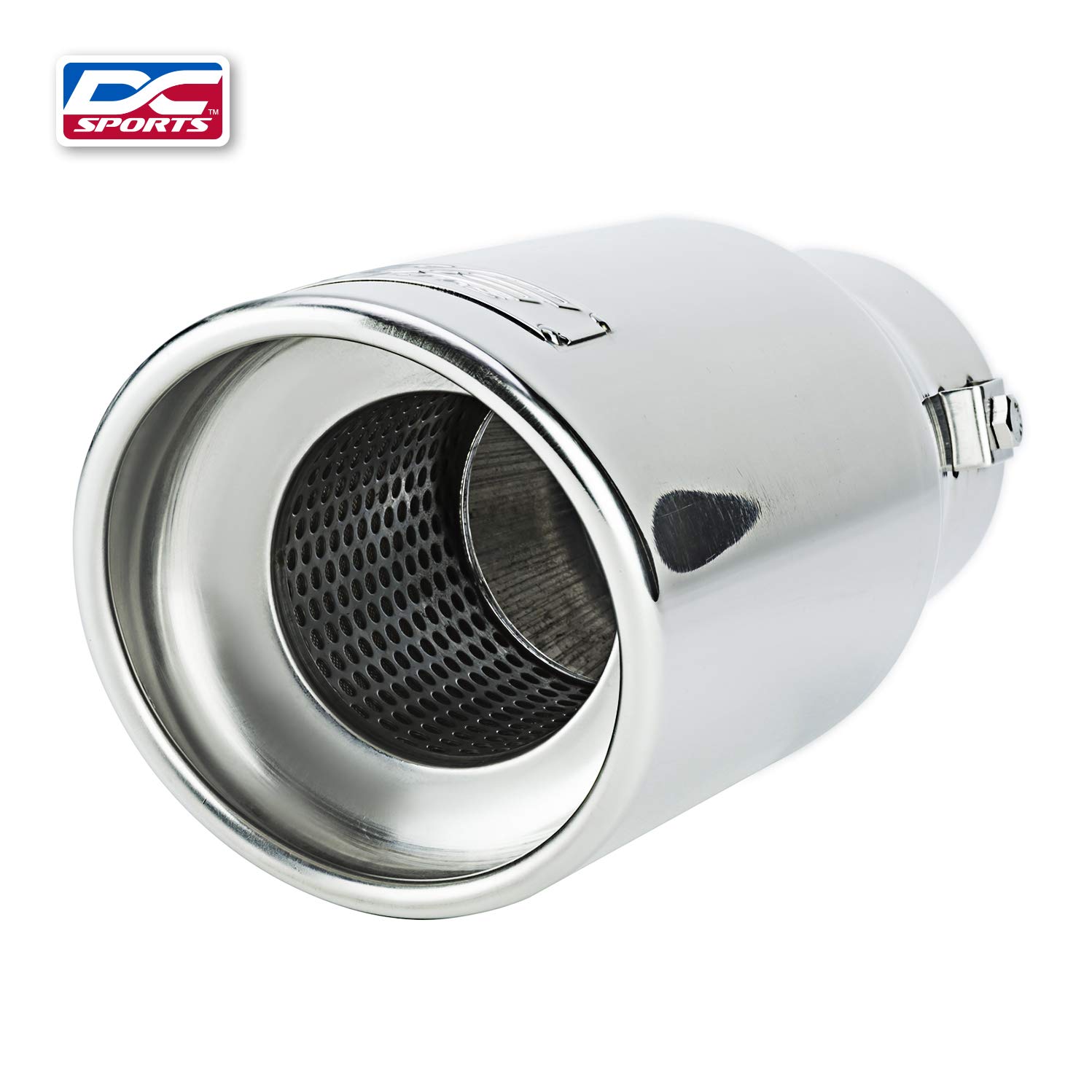 DC Sports EX1013 Performance BoltOn Resonated Muffler Slant Exhaust Tip with Clamps and
