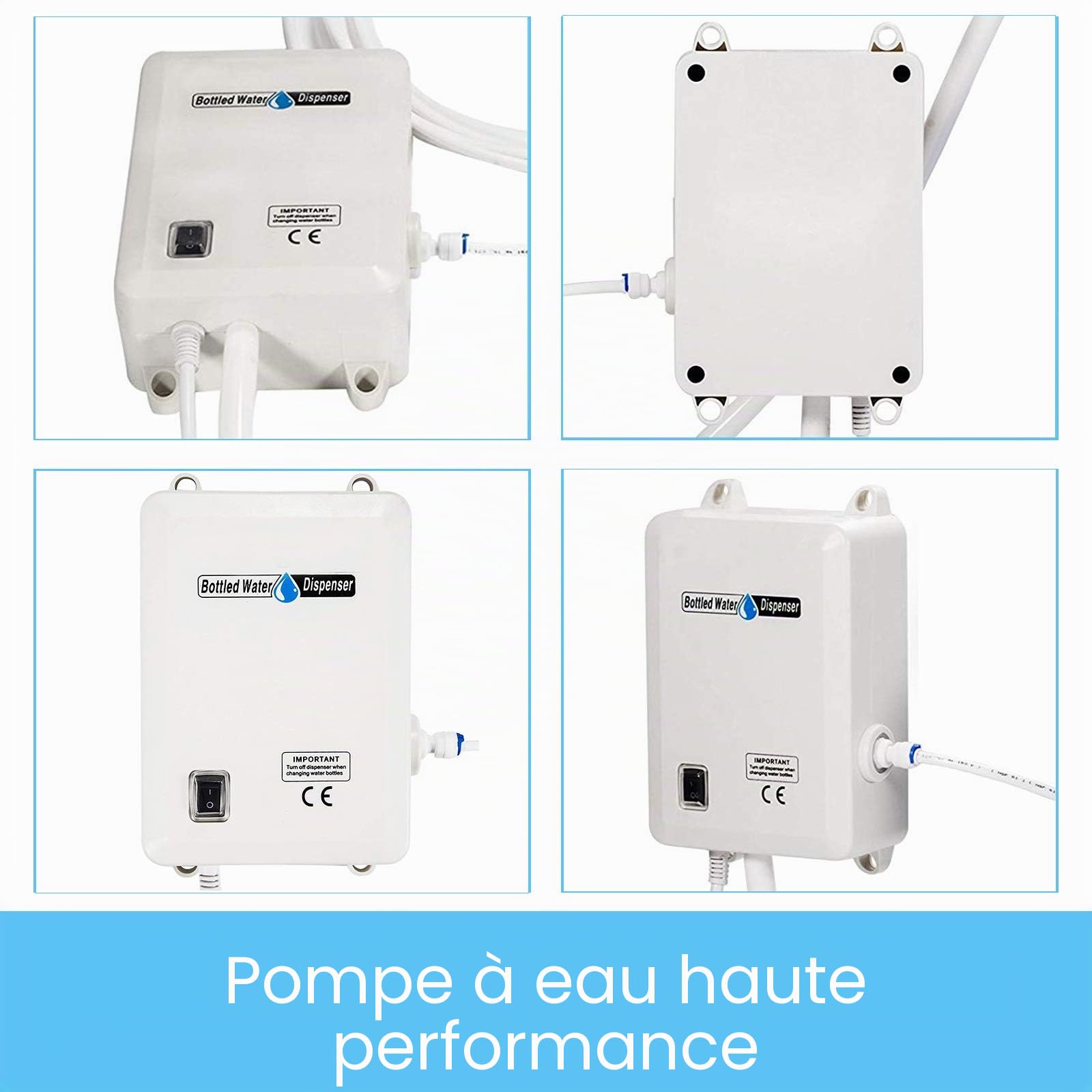 Pompe distributeur d'eau 40 PSI à deux tubes en bouteille avec système de distribution d'eau Blanc 220 V 3,5 l