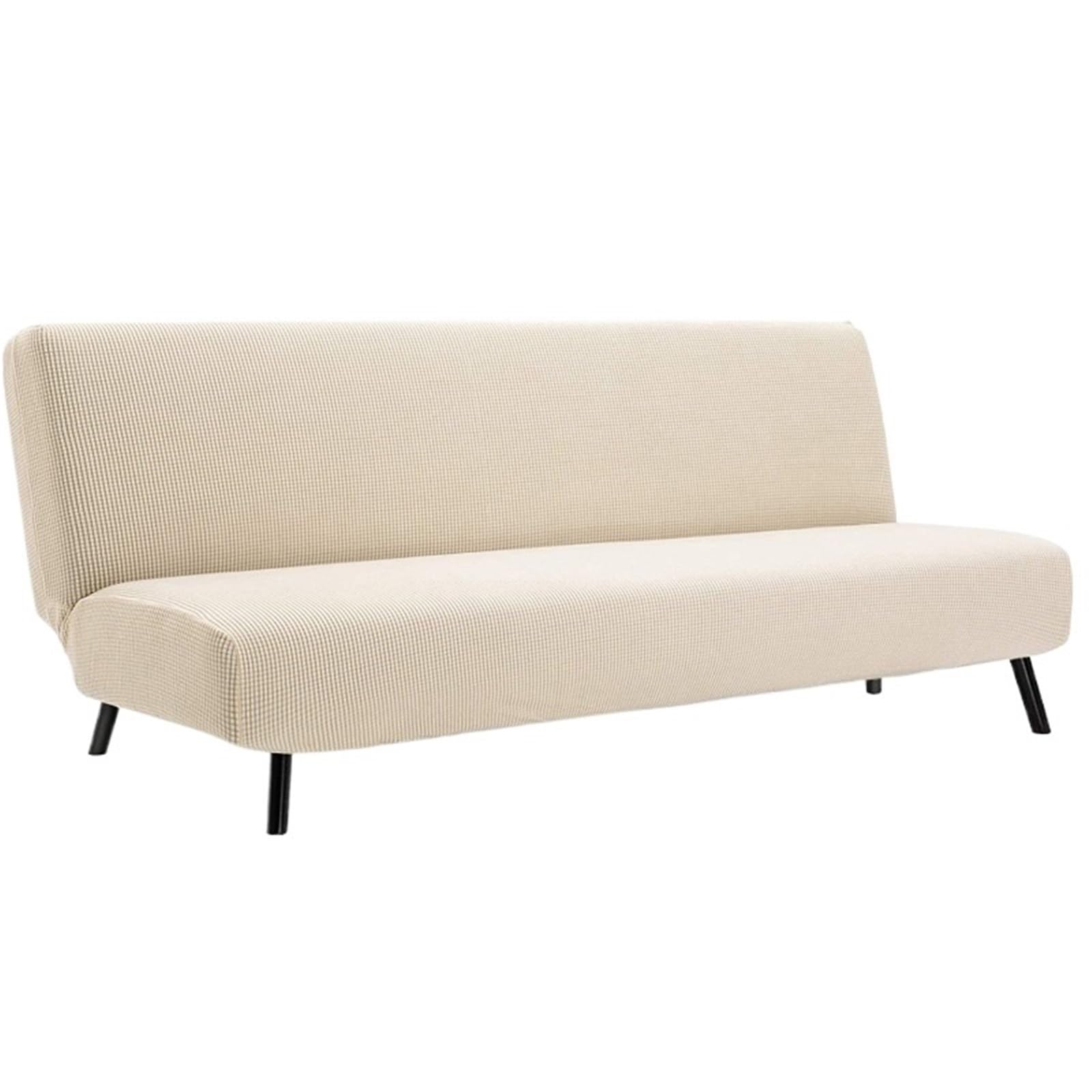 GCYEIDMA Armless Sofa Slipcover Armless Sofa Bed Slipcover Couch Cover Without Armrests Stretch Folding Futon Elastic Removable(Beige,M 160-190cm)