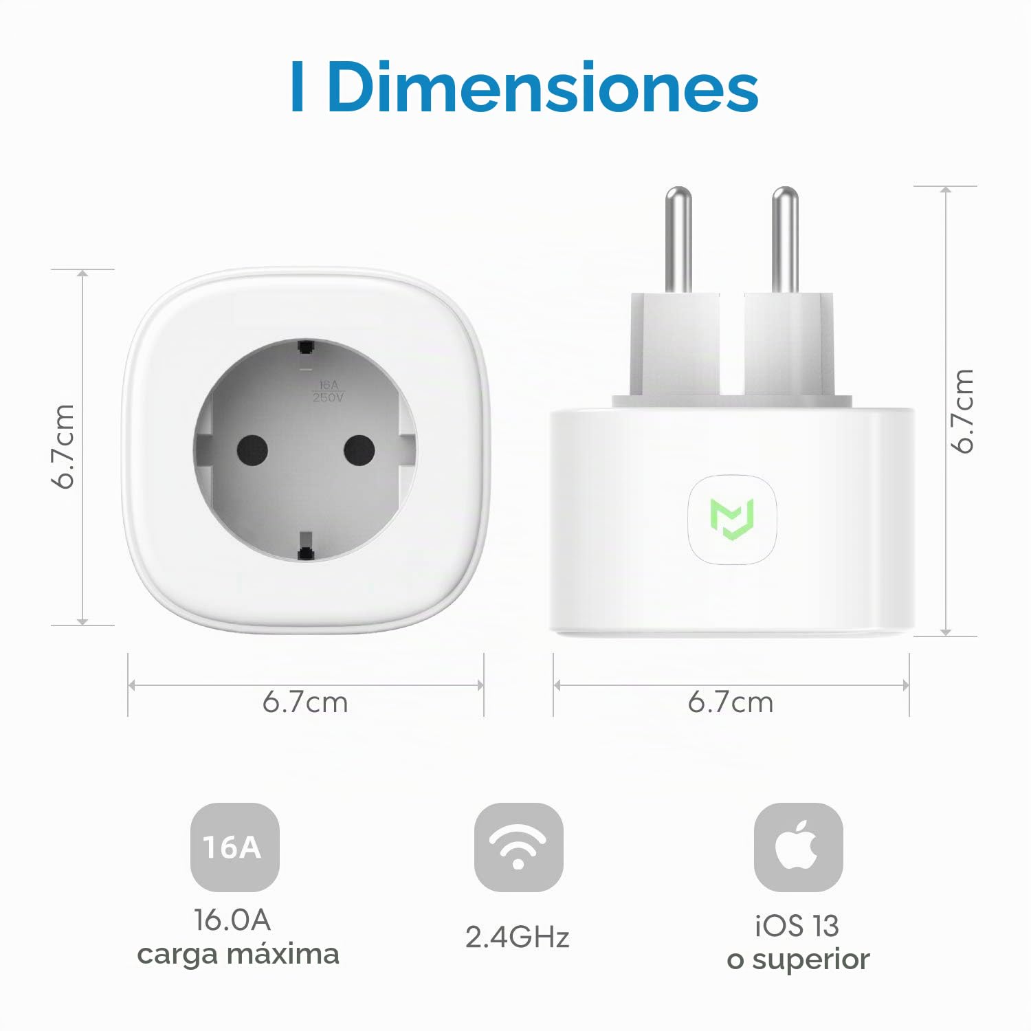 Meross Enchufe Inteligente WiFi 16A 3840W, Control de Voz, Paquete de 3 | Smart Plug con Control Remoto por App, Compatible con Apple HomeKit, Alexa, Google Assistant y SmartThings, 2,4GHz