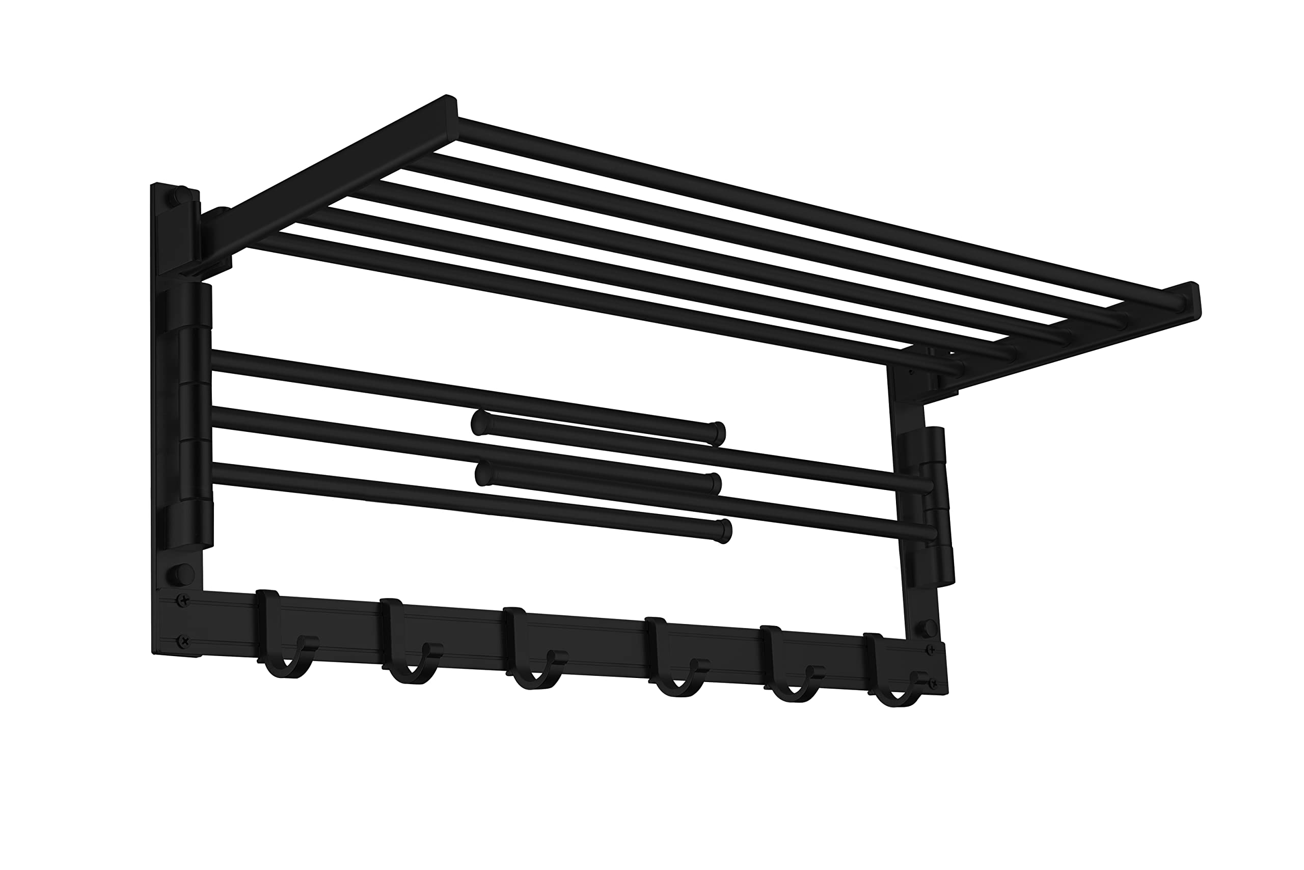 Görbach Aluminiowy wieszak na ręczniki, półka na ręczniki, kolor matowy czarny (5-60 MS)
