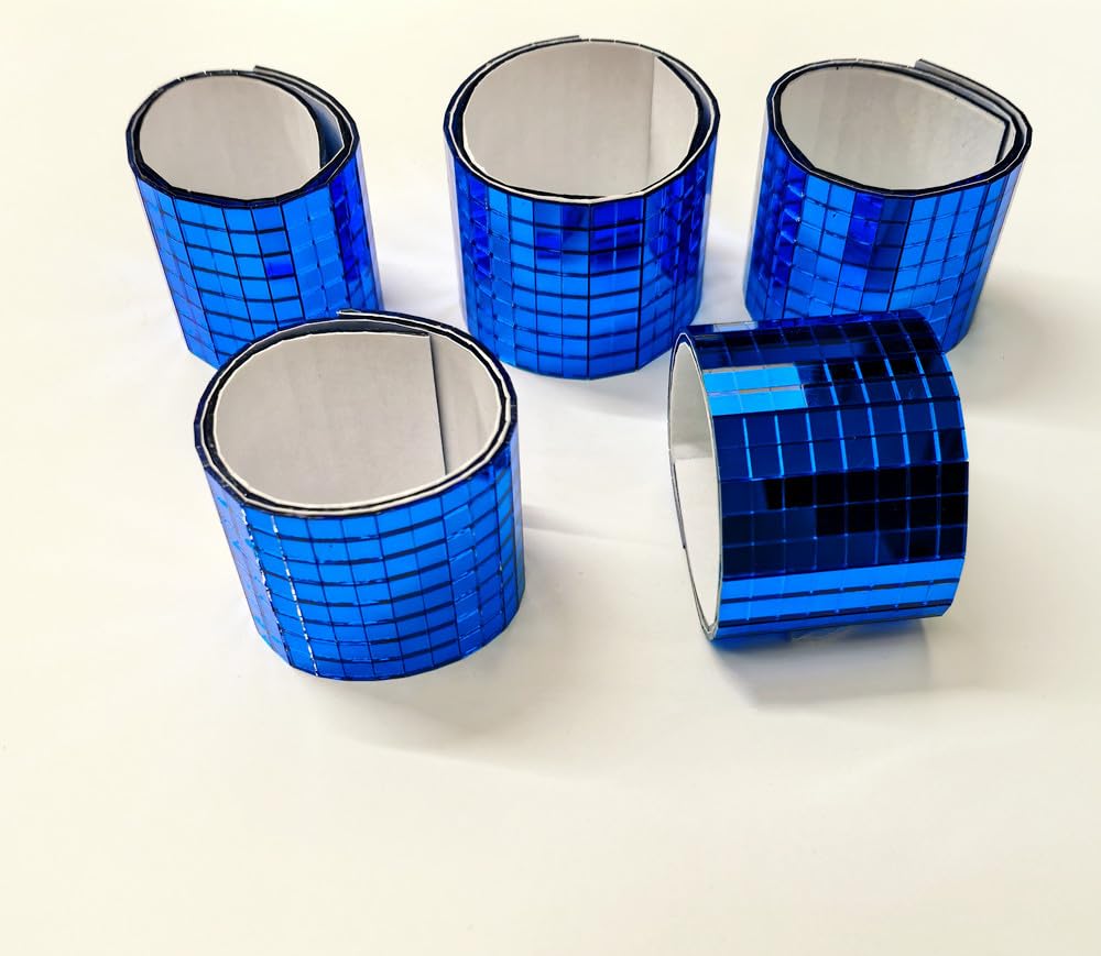 Meya Blue Self-Adhesive Glass Mirror Mosaic,2400Pcs 5X5mm Mirror Tiles For Diy Disco Ball, Cowboy Hat, Vase, Bottle, Interior Decoration (, 2400Pcs)