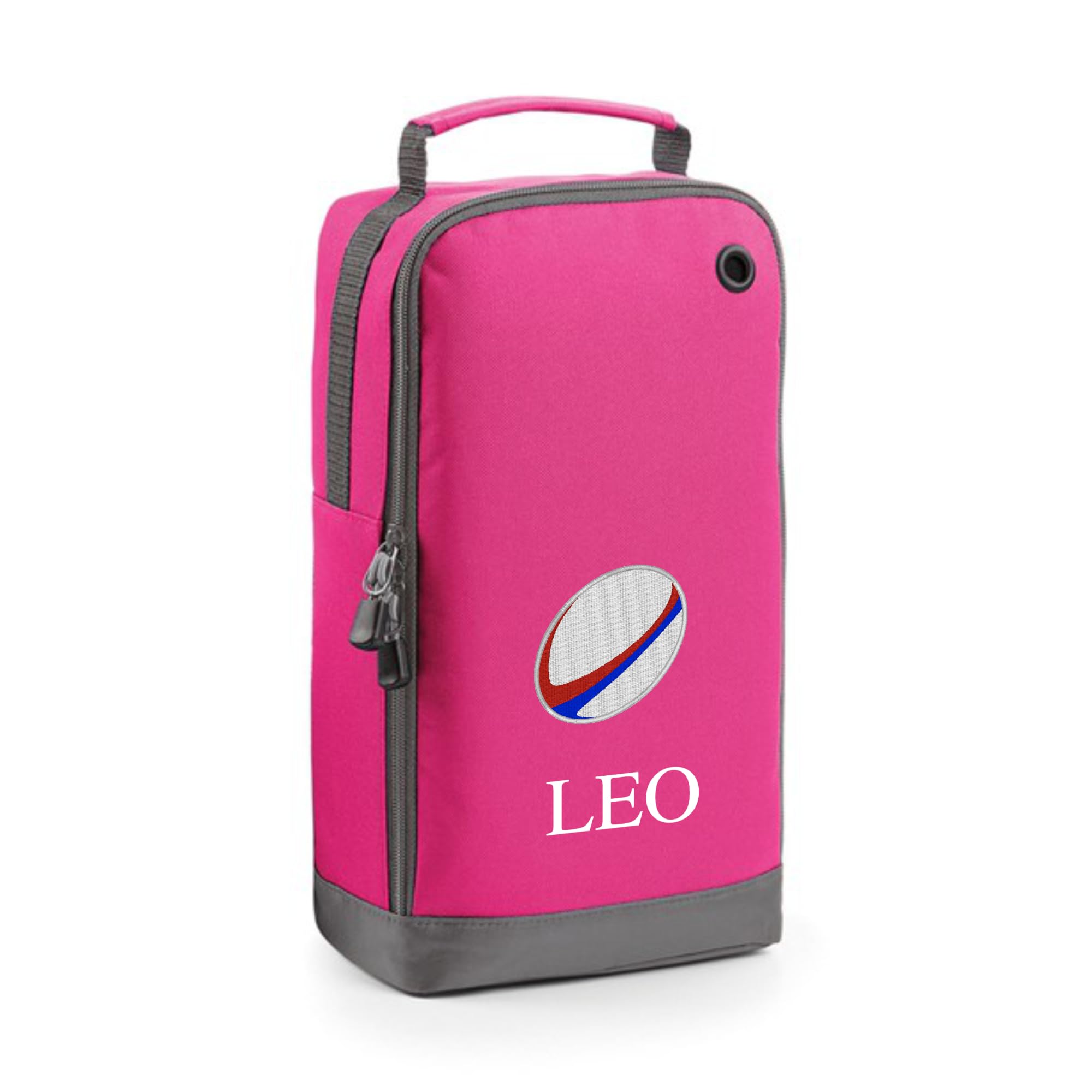 Rugby Boot Bag Personalised & Customised with Embroidered Name & Motif Free P&P (Fuchsia)