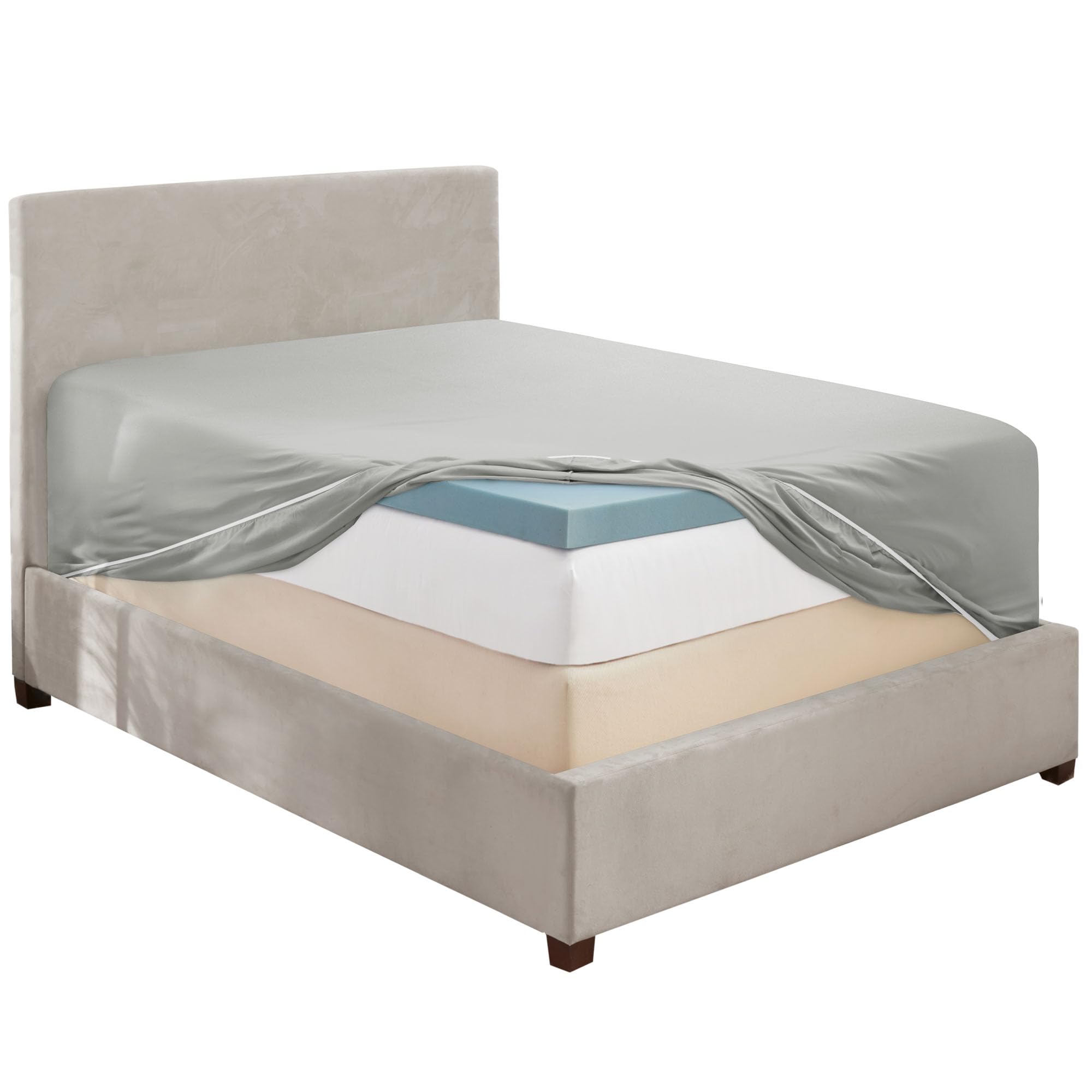 Hearth &amp; Harbor Extra Deep Pocket Queen Fitted Sheet, Light Grey