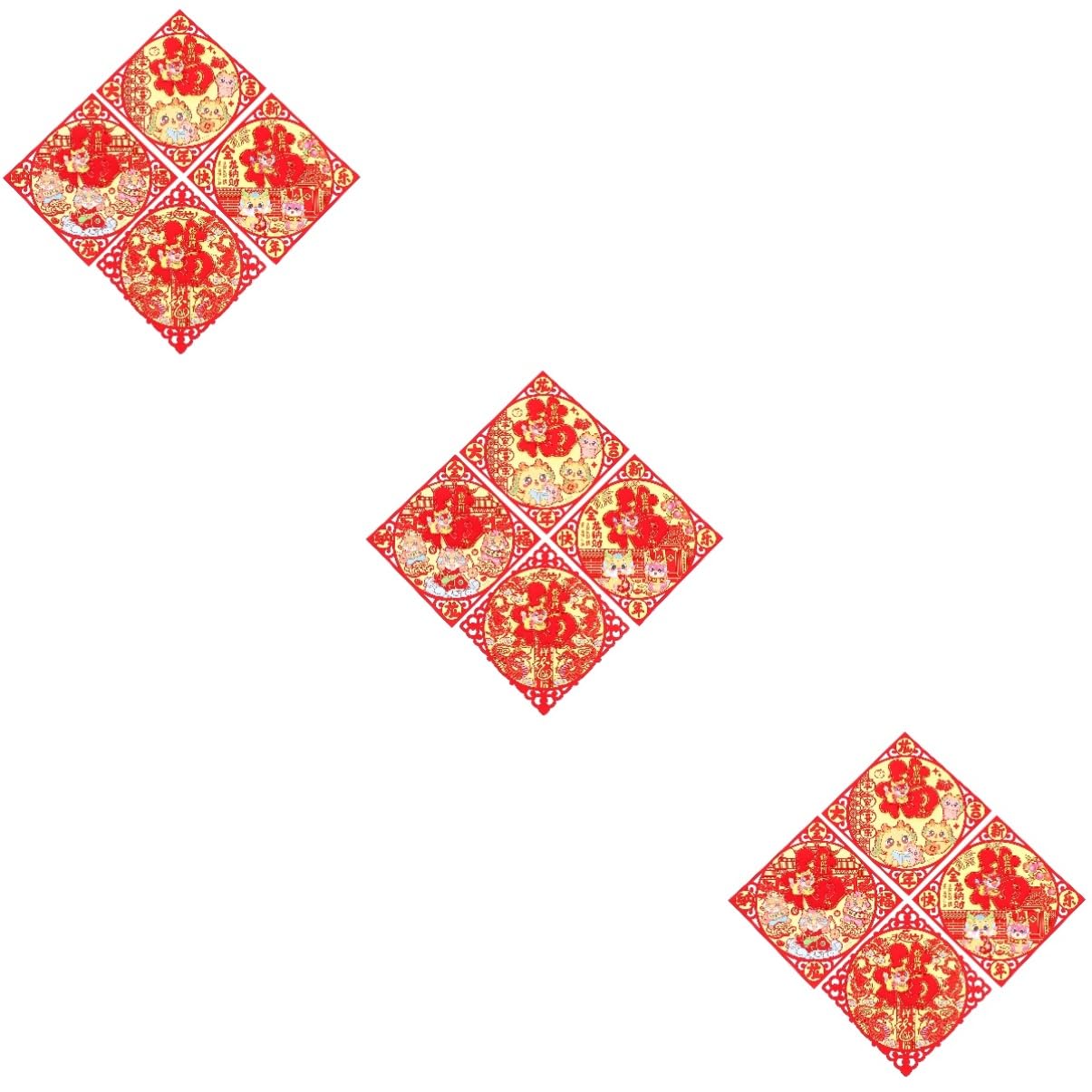 Autocollants de porte Fu Gatuida en feutre pour décoration du Nouvel An Chinois