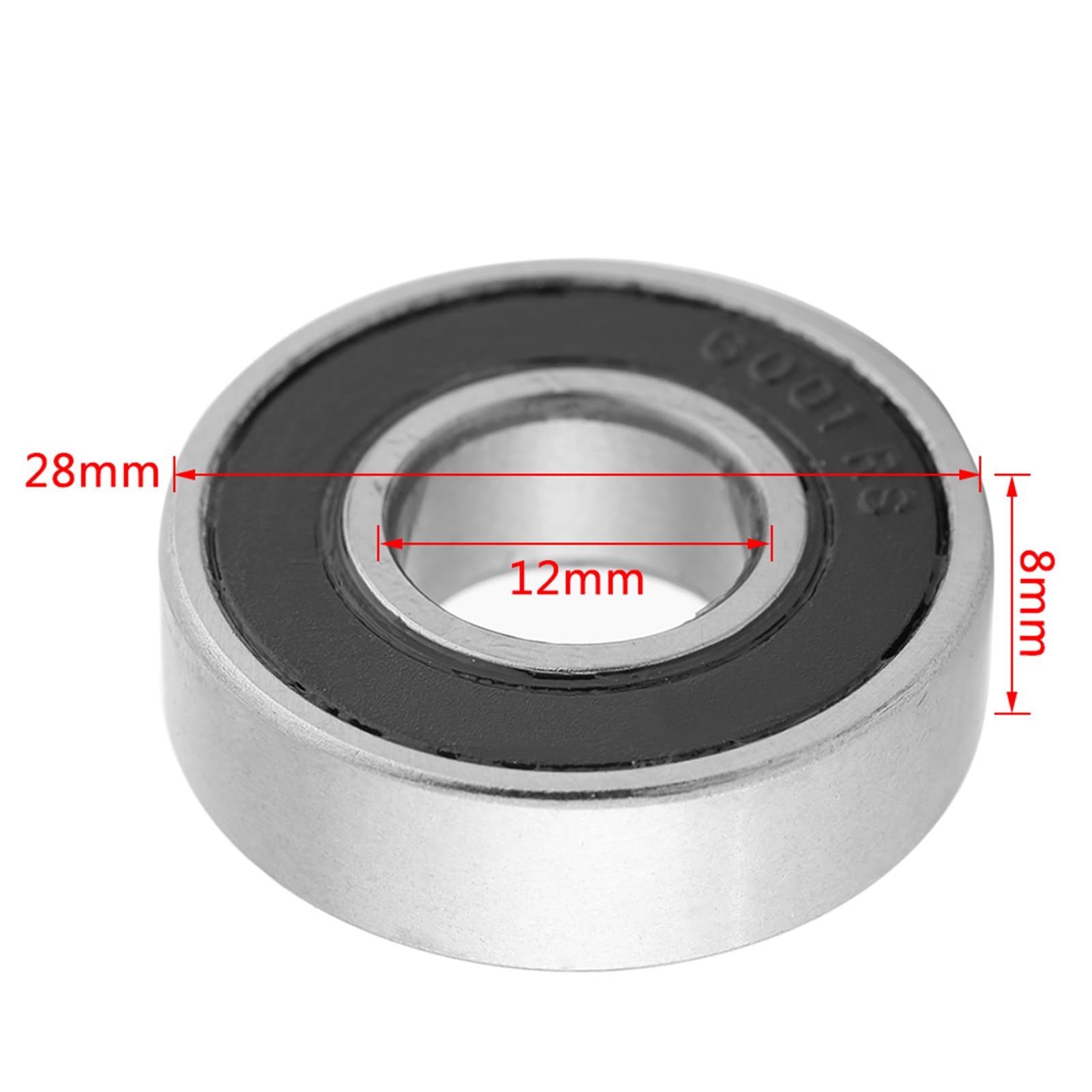 10 Pièces Roulement a Bille, 12x28x8 mm 6001-2rs Ball Bearings, Roulements de Skateboard à Rainure Profonde Scellé en Caoutchouc Convient Aux Machines Industrielles