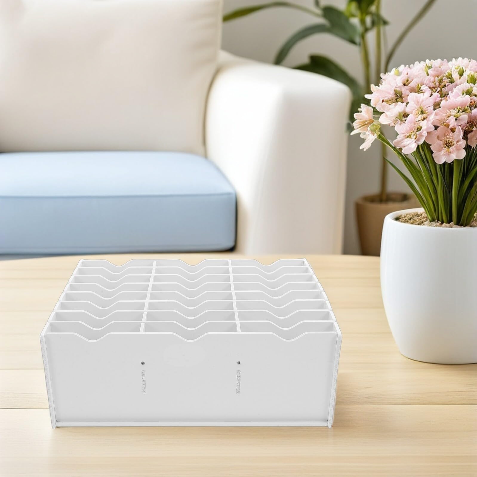PLAFOPE Organizer da Scrivania con Scomparti per Timbri Porta Cellulare e Telecomando Scaffale Multiuso per Documenti e Materiale Creativo Supporto Resistente per Casa e Ufficio