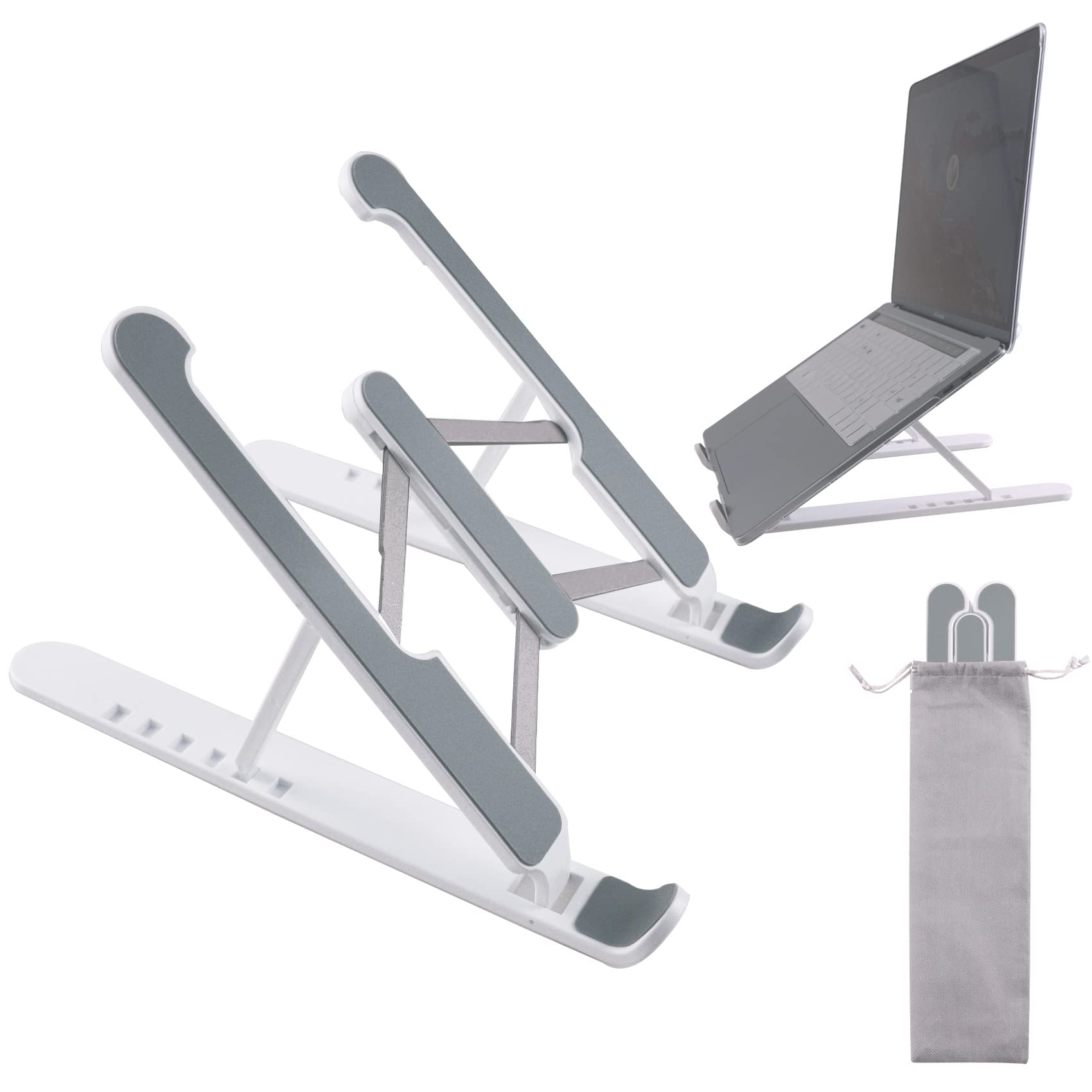 TWOYOMN Laptop Stand Adjustable Holder Riser Computer Mount Adjustable Ergonomic Foldable Portable Tablets Holder for All laptops Up to 17" （White）