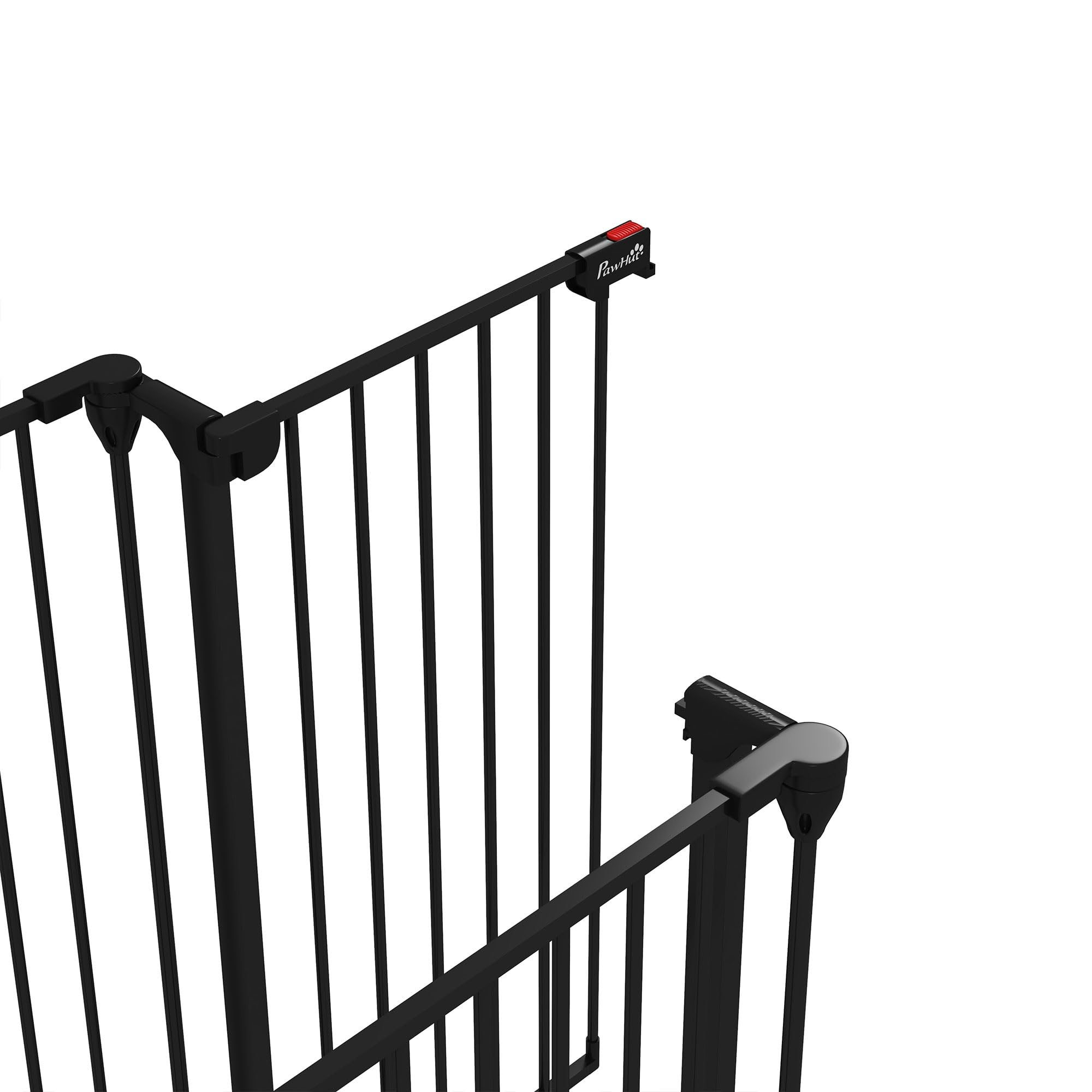 PawHut Cancelletto per Cani 90A cm a 3 Pannelli Pieghevoli con Doppio Sistema di Blocco, Cancelletto di Sicurezza in Acciaio e Plastica, 206x90cm, Nero