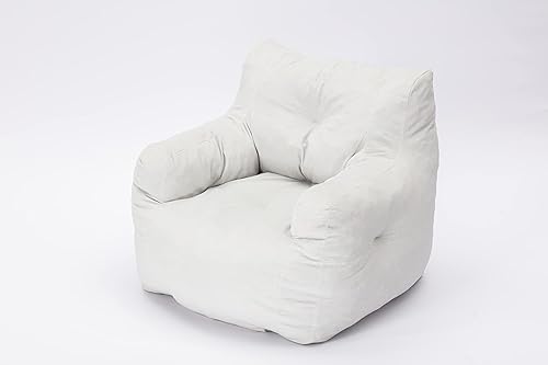 Miniatura 9 de Puf, sillón de tela de terciopelo ultra suave para adultos y niños, cómodo sofá de ocio para dormitorio, sala de estar, apartamento, marfil